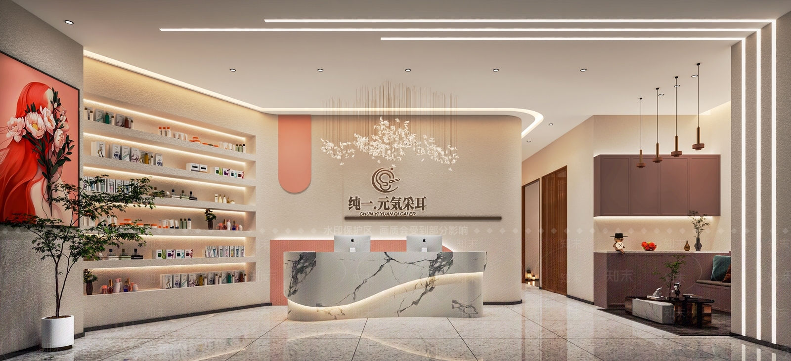 现代采耳头疗SPA店SU模型下载【ID:1114237241】