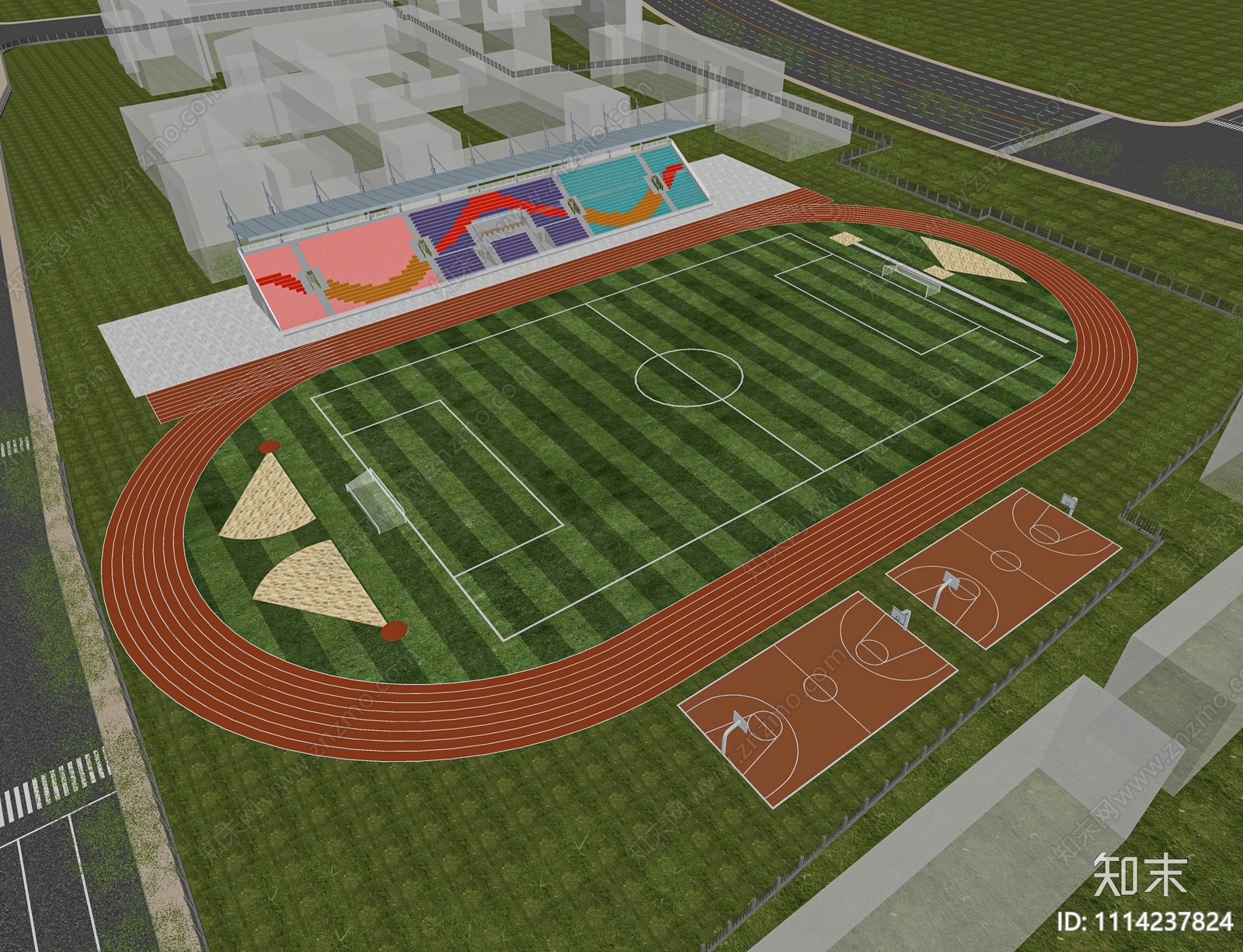现代户外足球场SU模型下载【ID:1114237824】