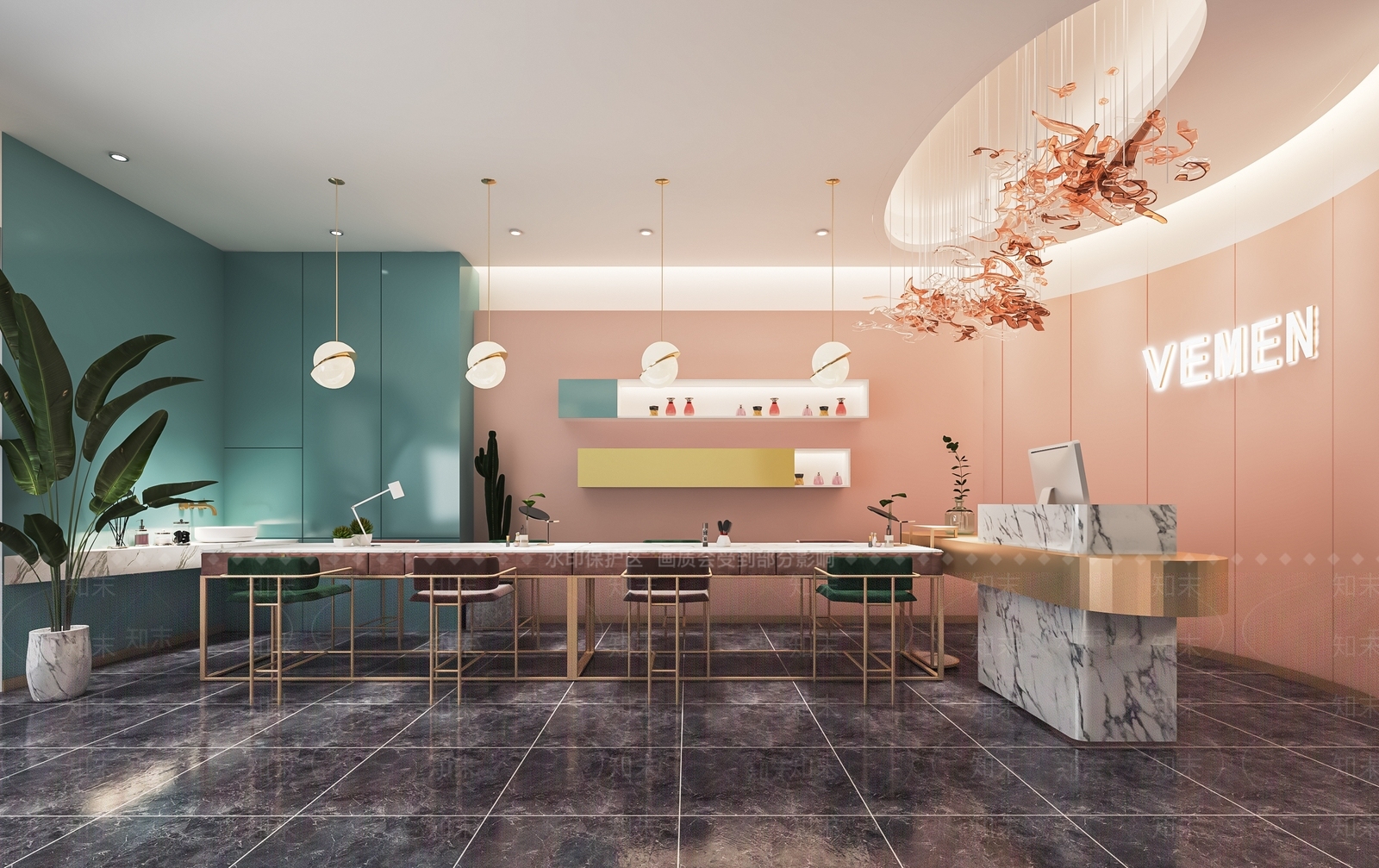 现代美容美甲美发店SU模型下载【ID:1114238054】
