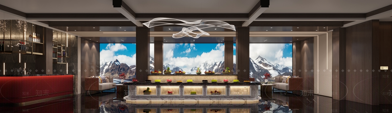 现代洗浴中心休息大厅3D模型下载【ID:1114238837】