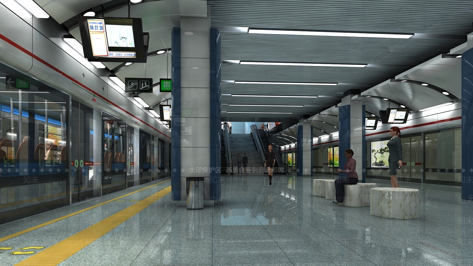 现代城市地铁站3D模型下载【ID:1114239892】