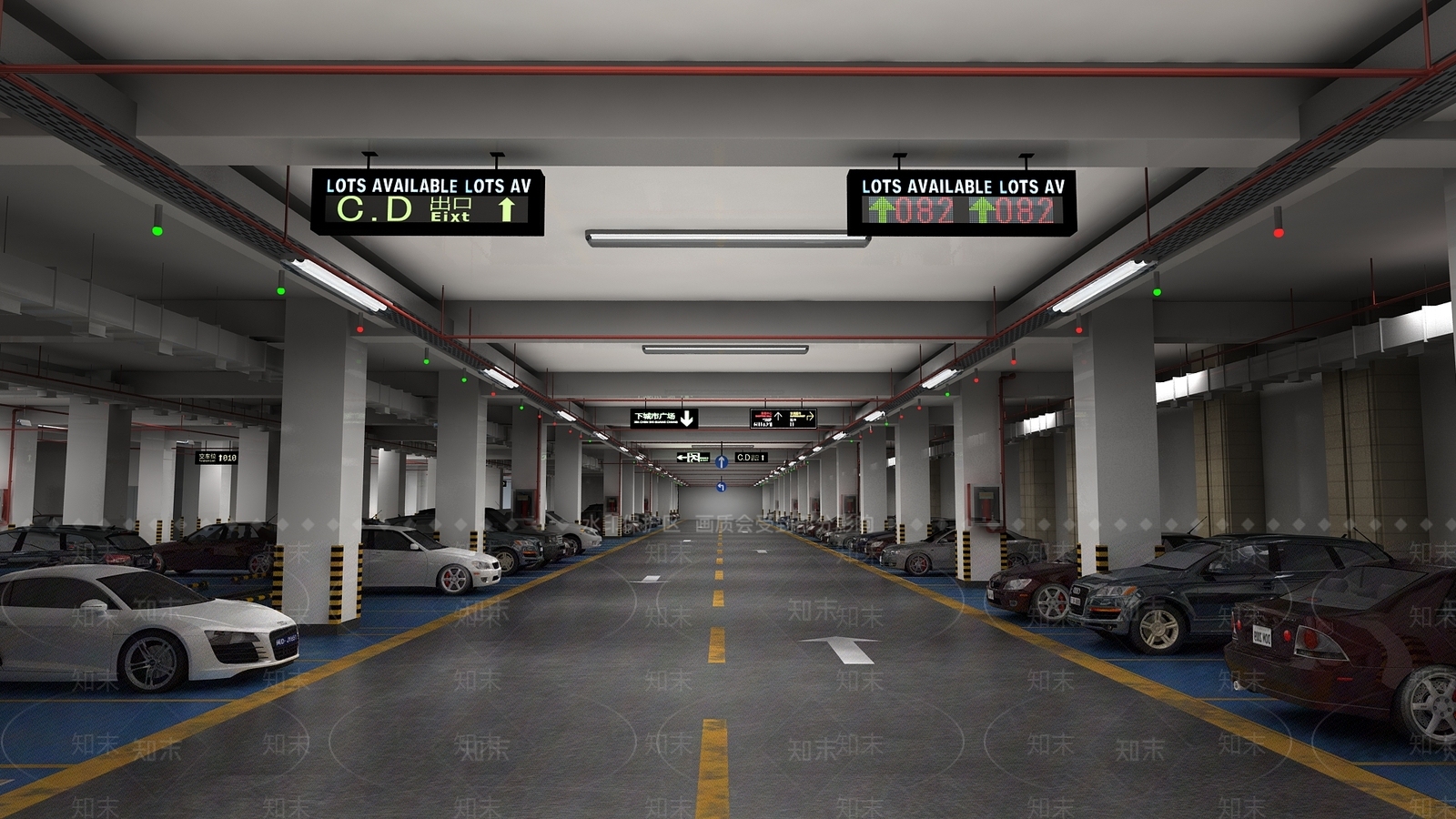 现代地下停车场3D模型下载【ID:1114239800】