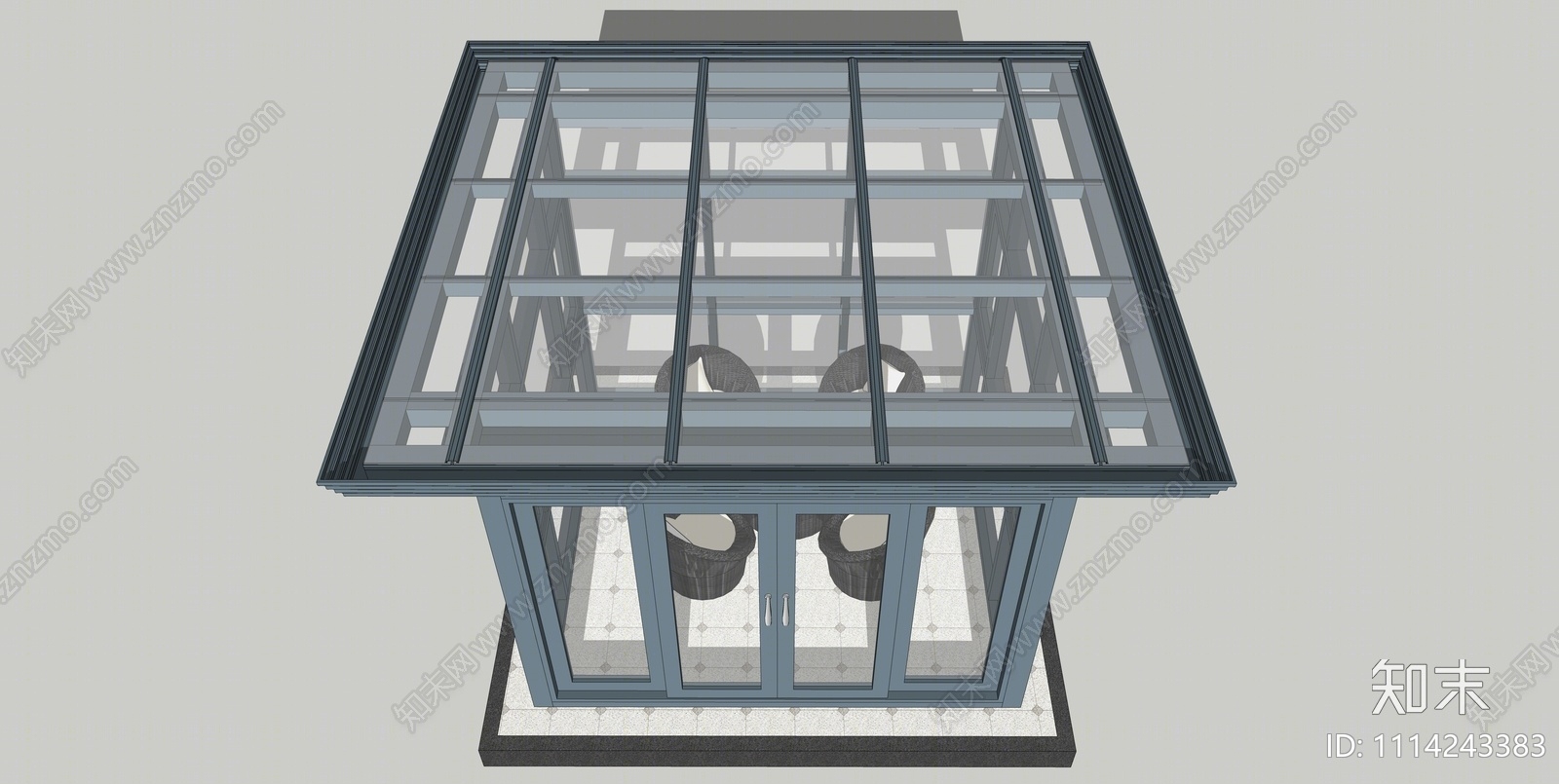 新中式阳光房SU模型下载【ID:1114243383】