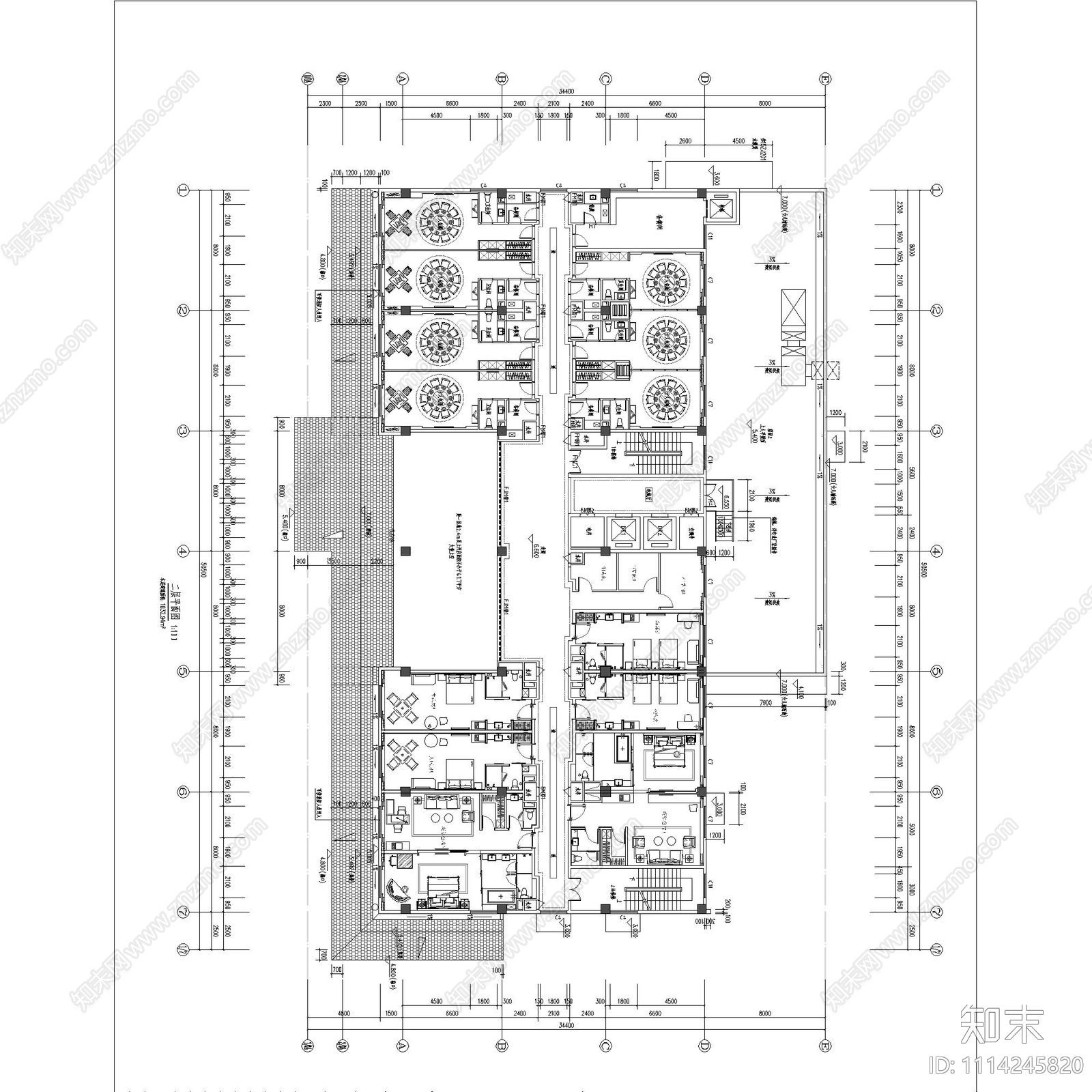 美琦酒店cad施工图下载【ID:1114245820】