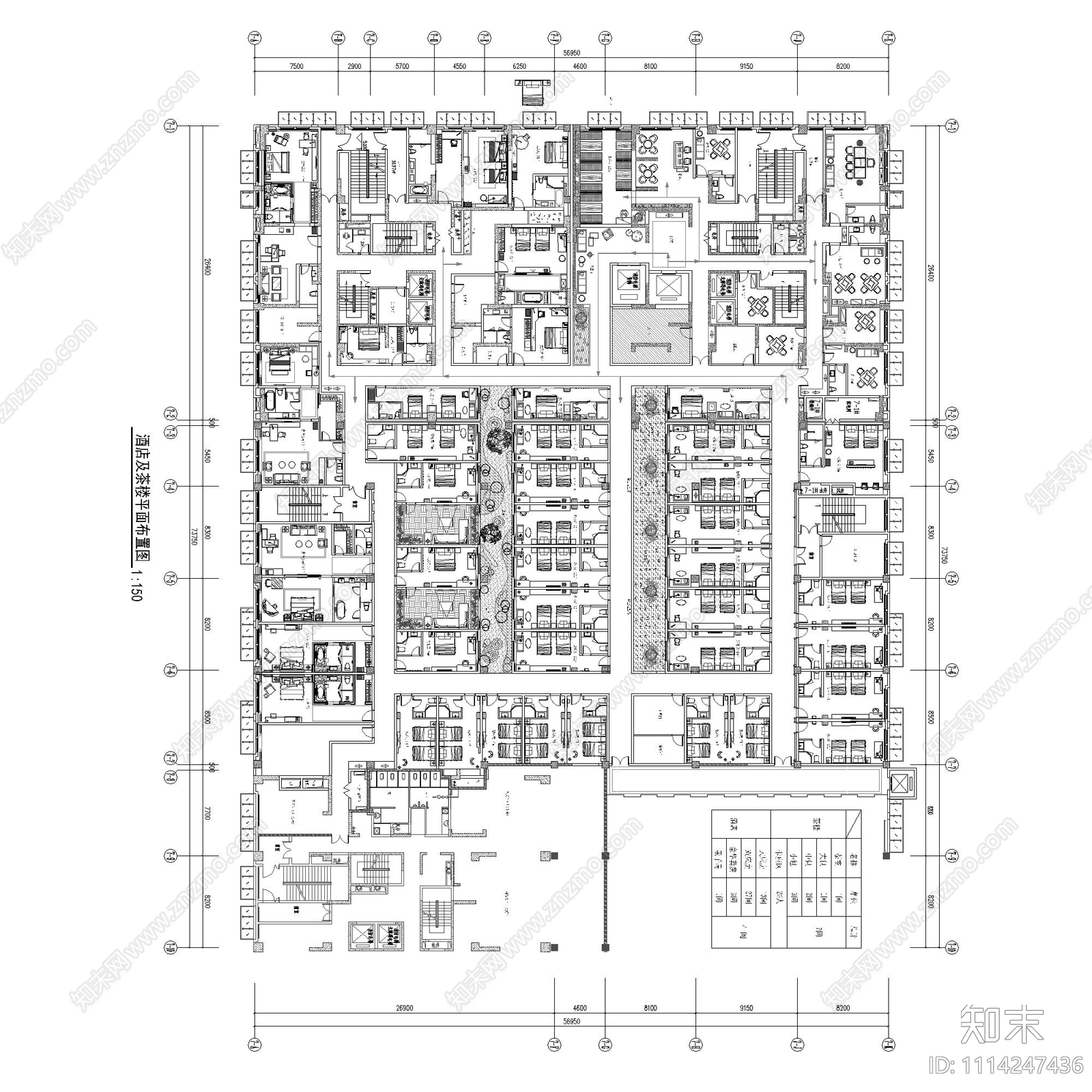 新中式酒店及茶楼平面布置图施工图下载【ID:1114247436】