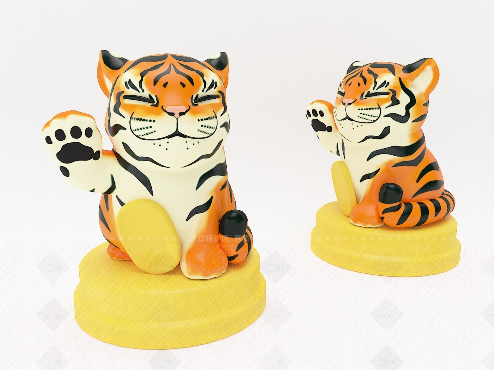 现代招财虎雕塑SU模型下载【ID:1114250075】