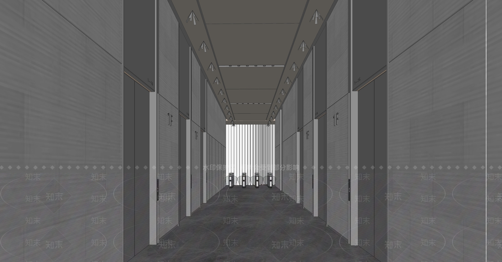 现代公司电梯厅SU模型下载【ID:1114250233】
