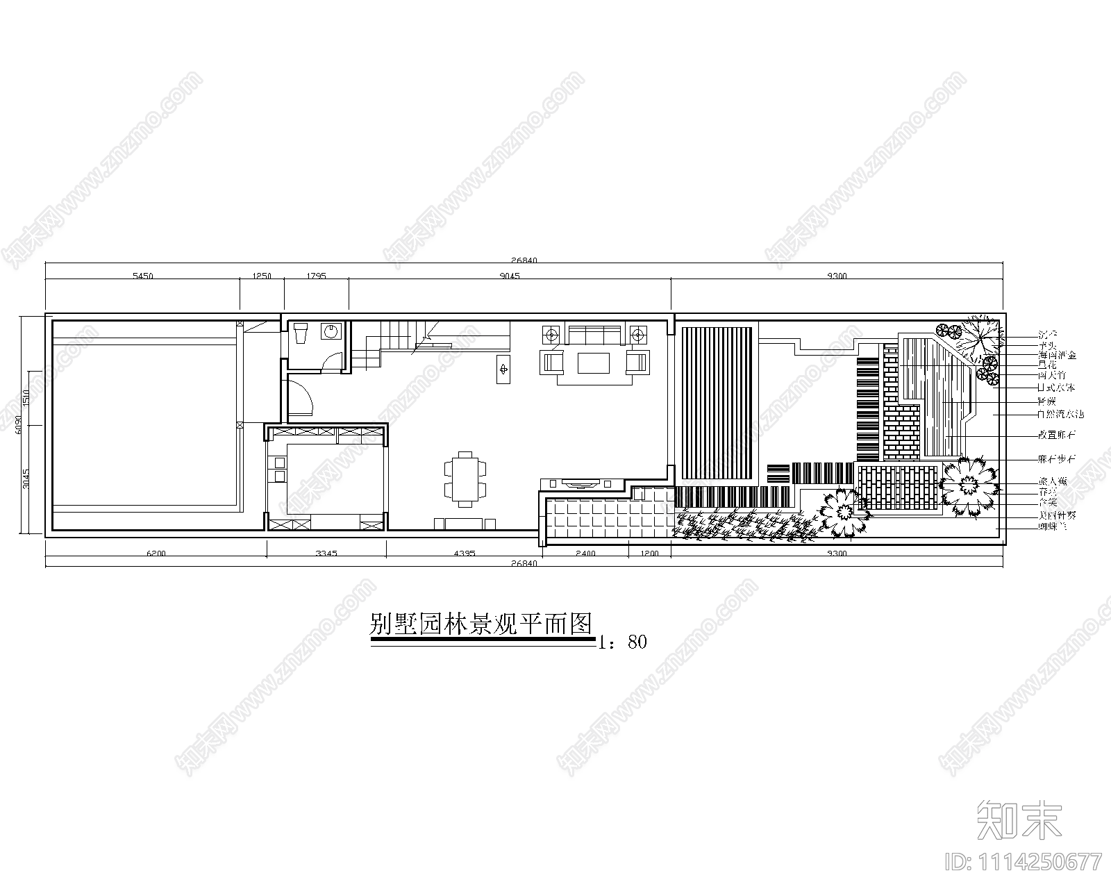 别墅园林景观平面图cad施工图下载【ID:1114250677】