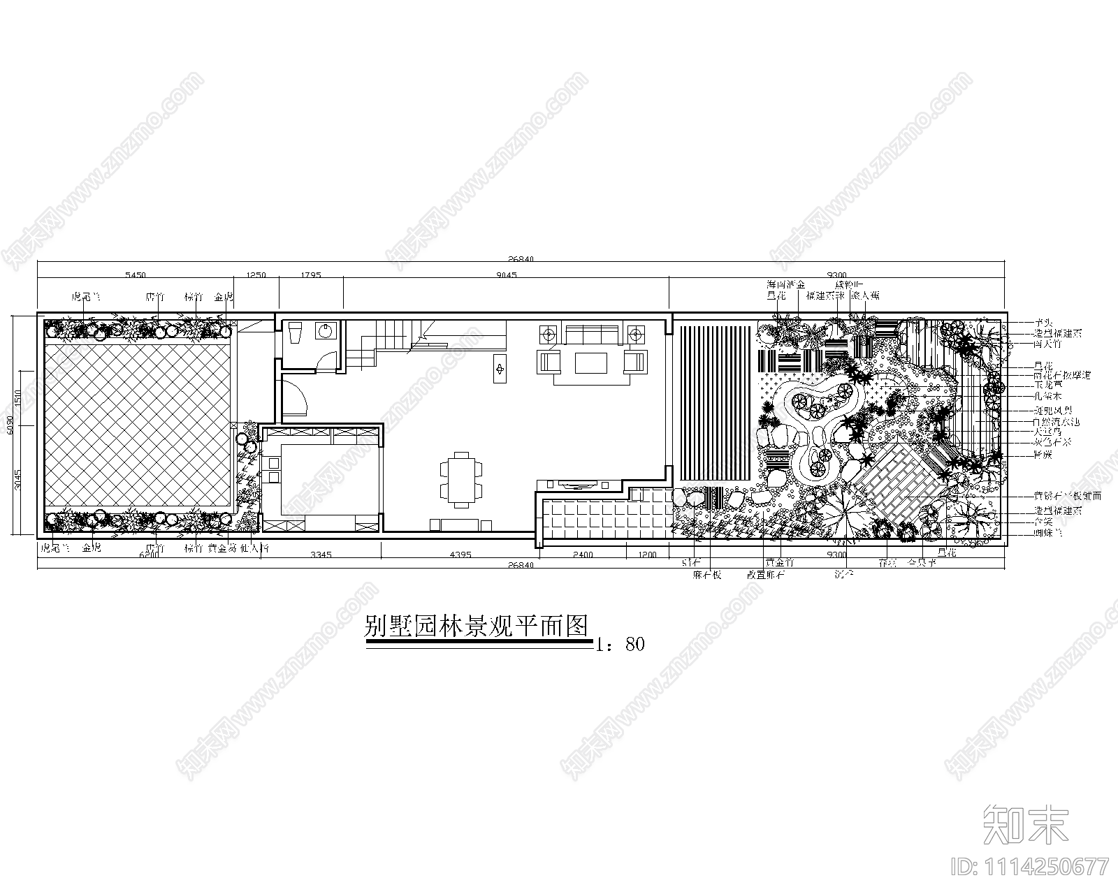 别墅园林景观平面图cad施工图下载【ID:1114250677】