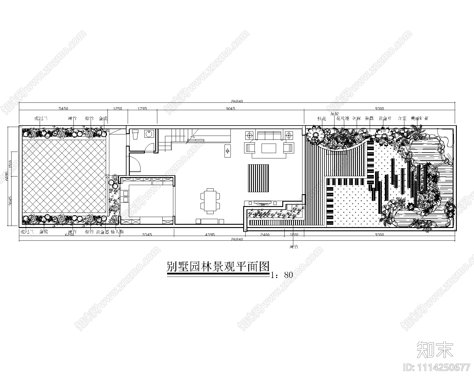 别墅园林景观平面图cad施工图下载【ID:1114250677】