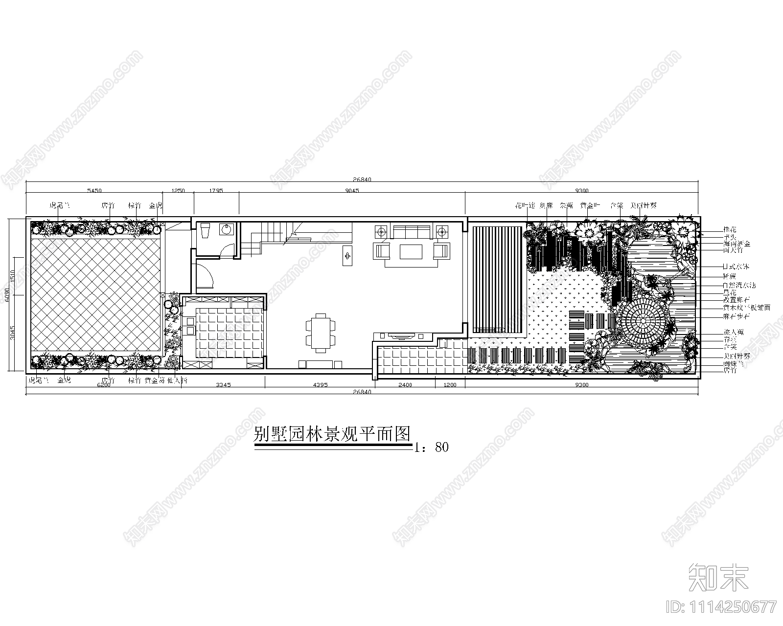 别墅园林景观平面图cad施工图下载【ID:1114250677】