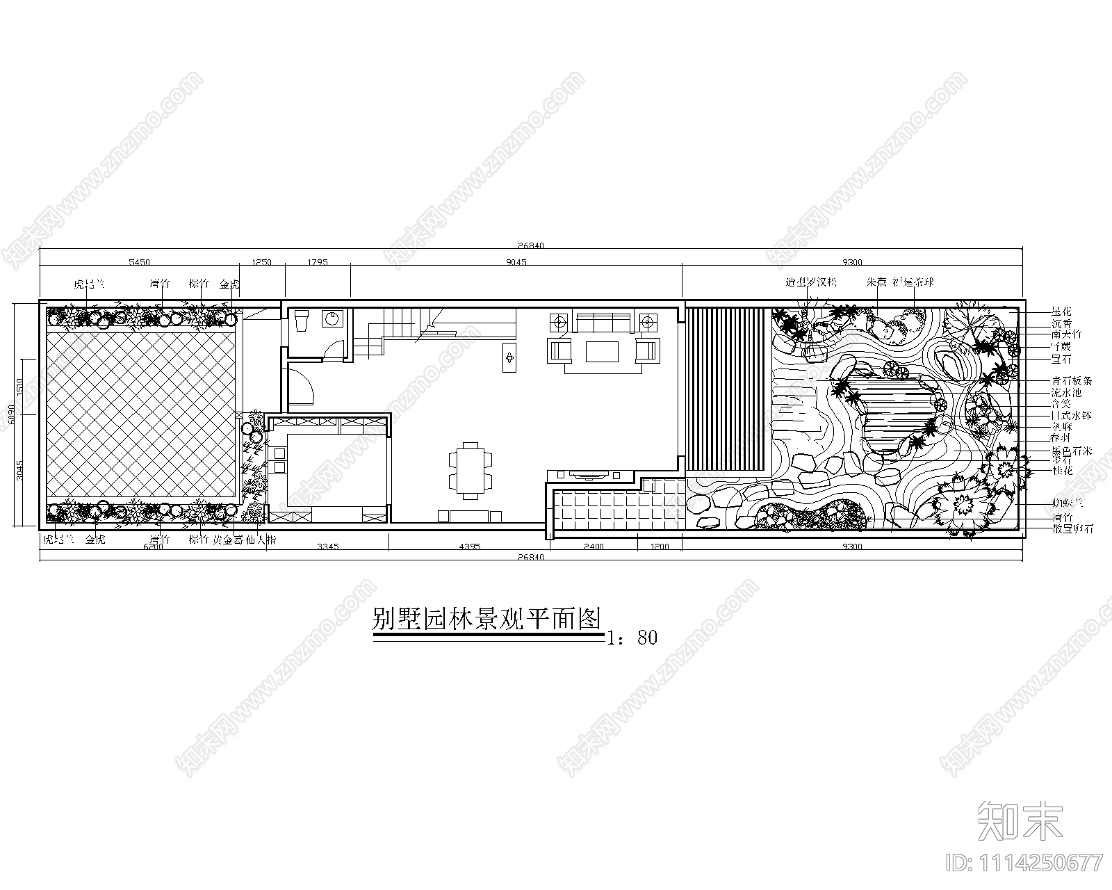 别墅园林景观平面图cad施工图下载【ID:1114250677】