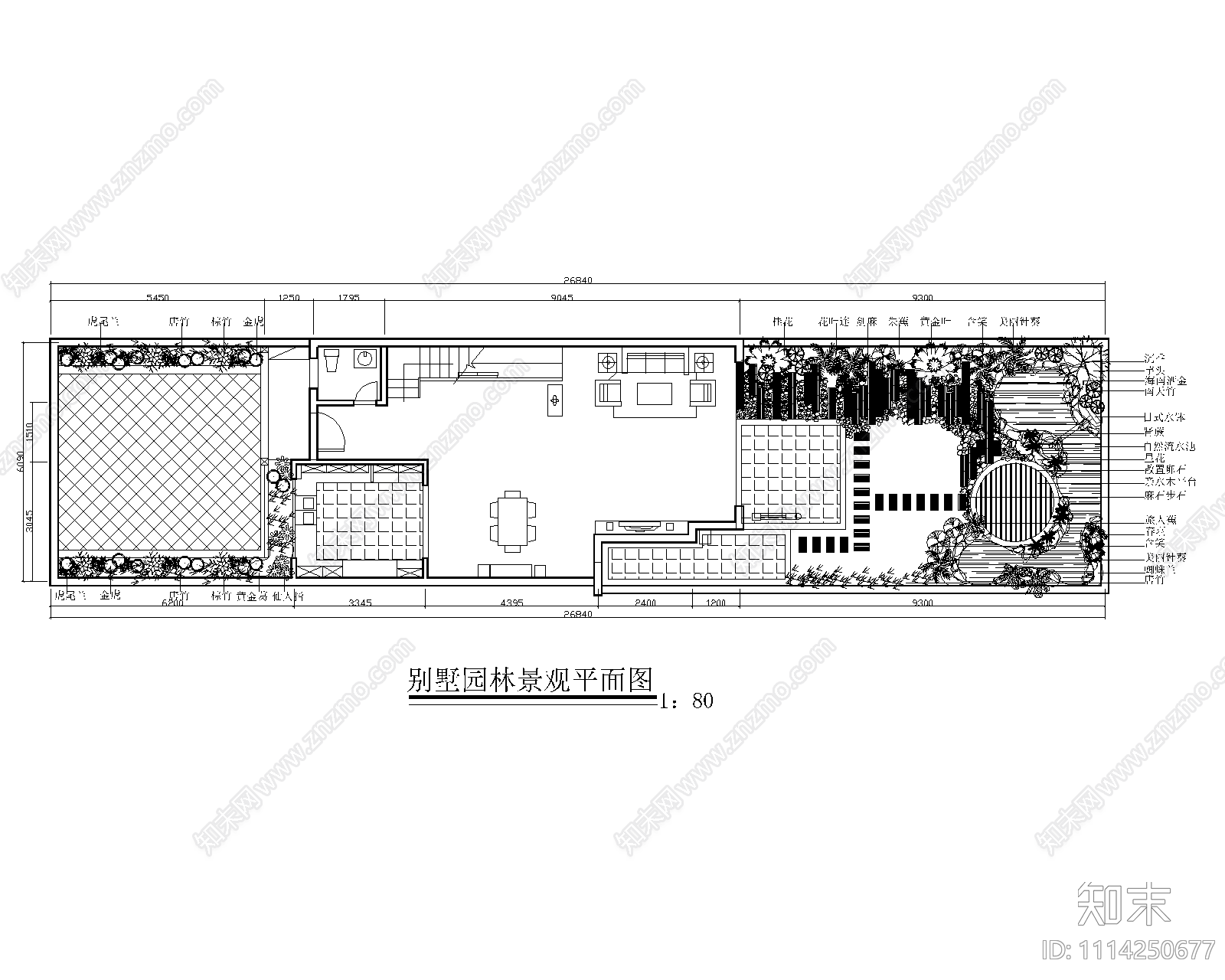 别墅园林景观平面图cad施工图下载【ID:1114250677】