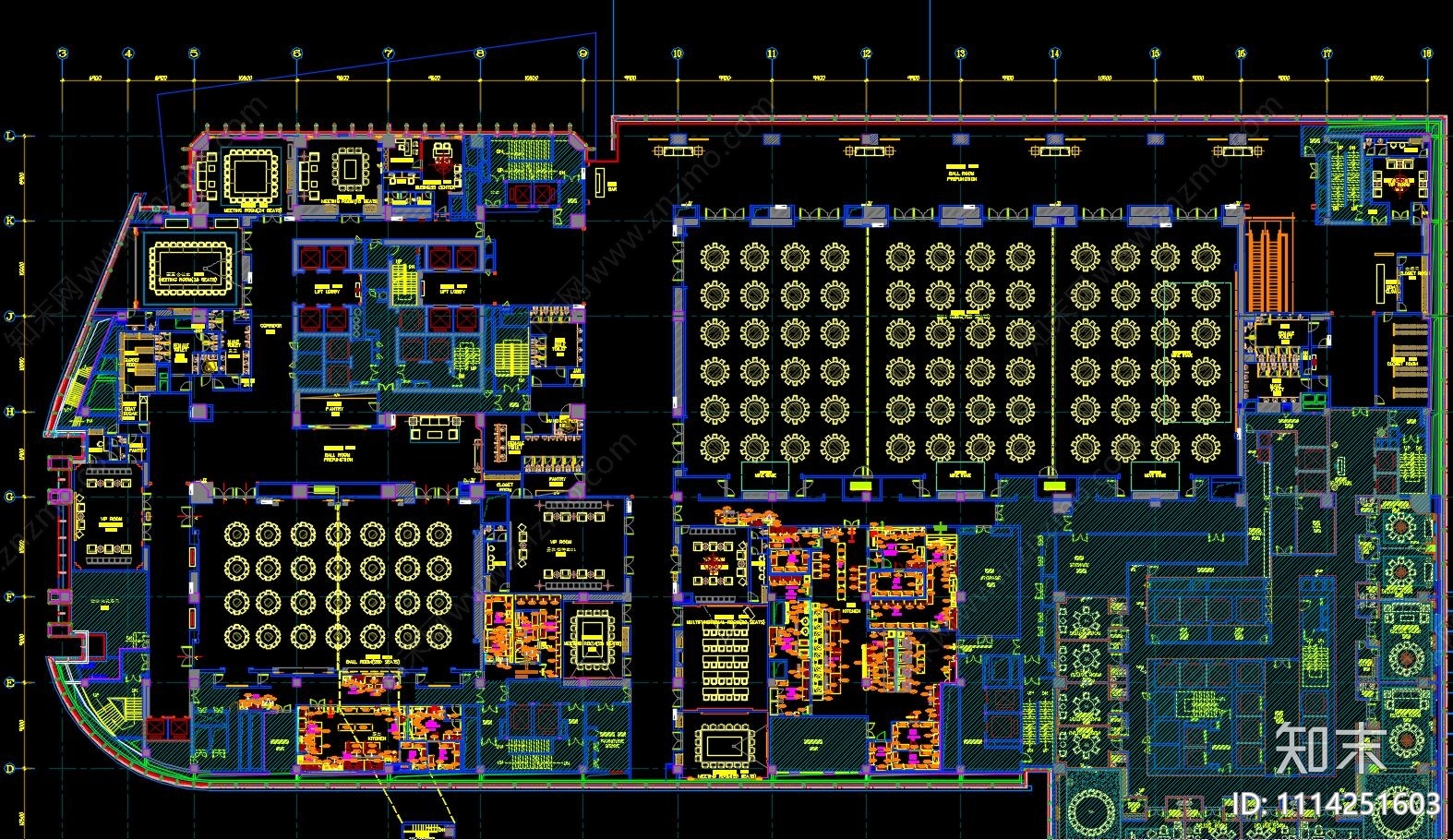 星级酒店宴会厅施工图下载【ID:1114251603】