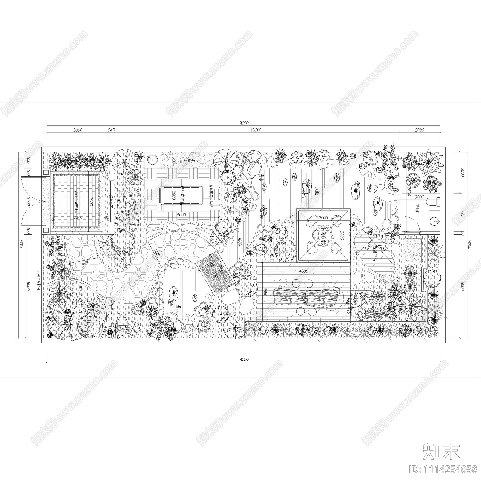 新中式景观庭院平面布置图施工图下载【ID:1114254058】