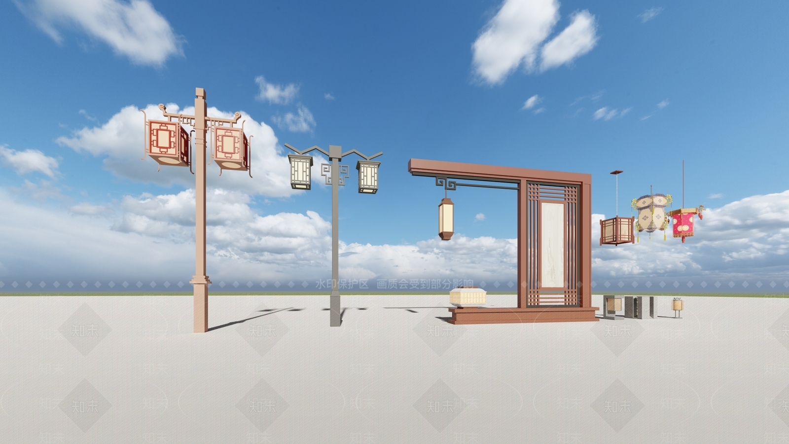 中式灯具组合SU模型下载【ID:1114254085】