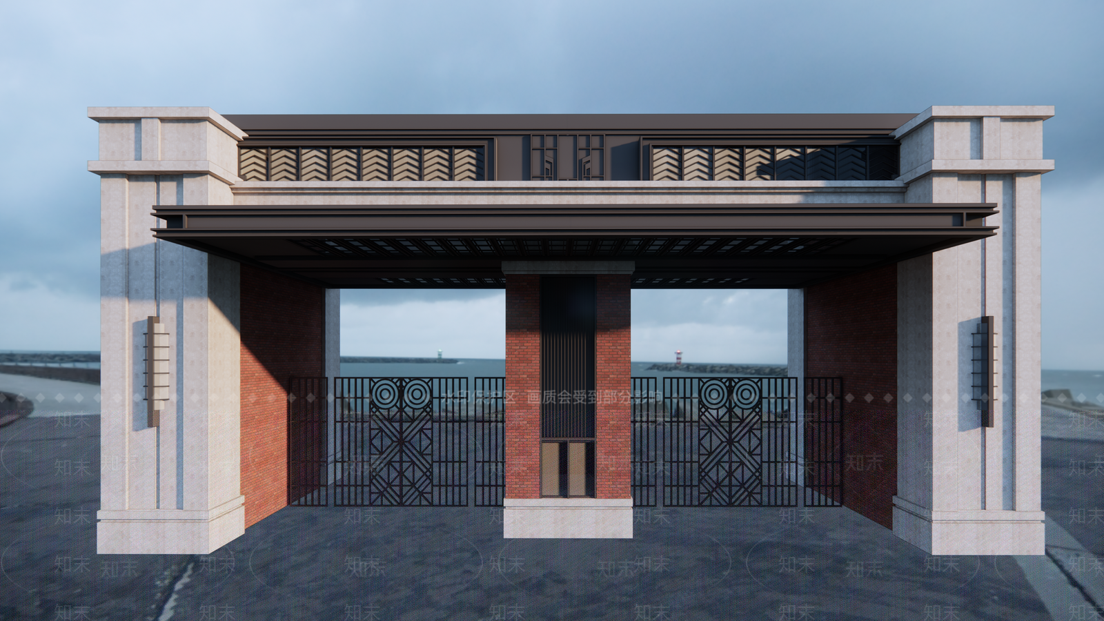 古典复古红砖大门SU模型下载【ID:1114271351】