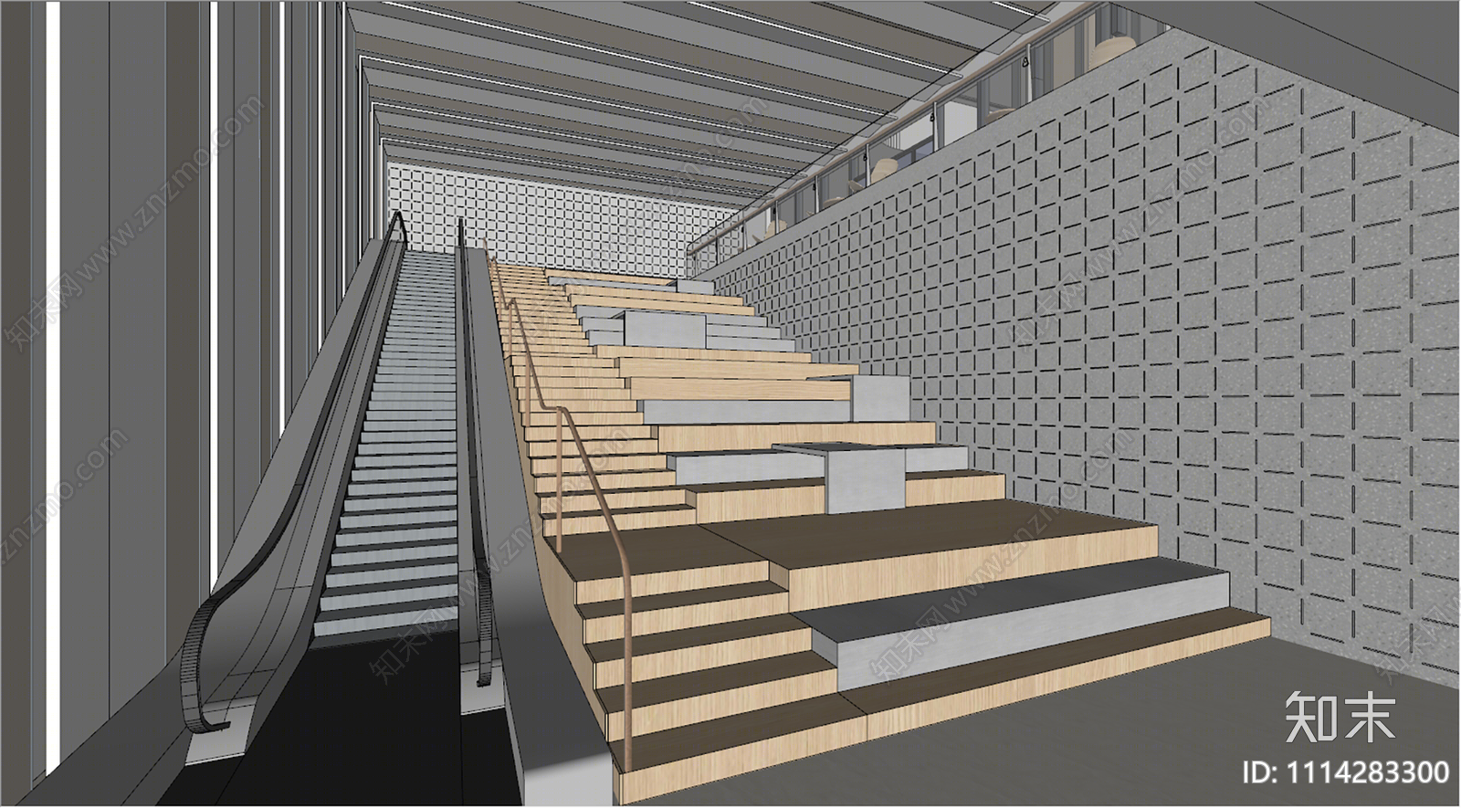 现代商业楼梯间SU模型下载【ID:1114283300】