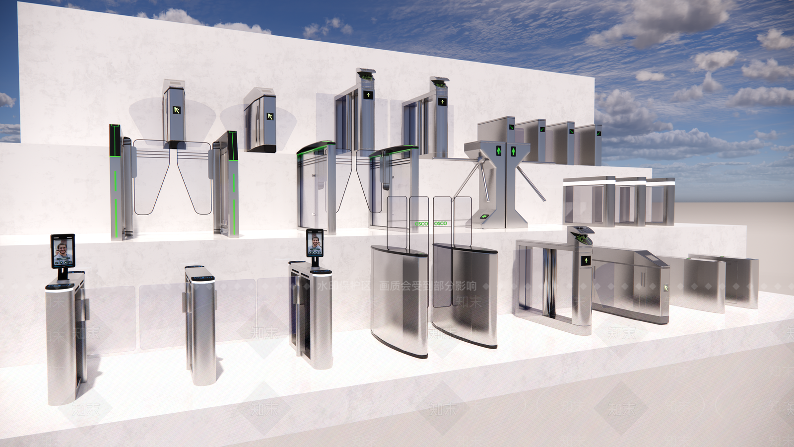 现代摆闸SU模型下载【ID:1114376443】