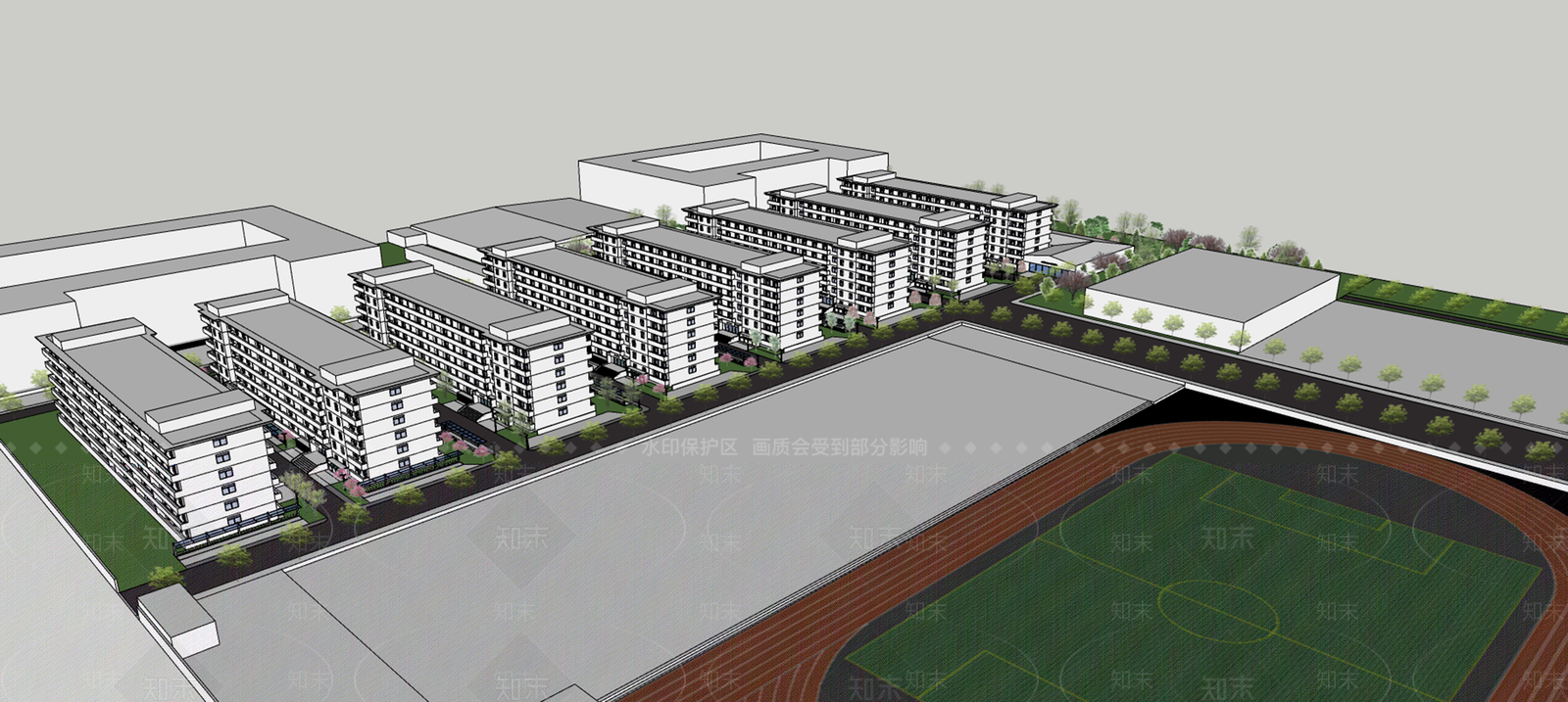 现代大学宿舍楼SU模型下载【ID:1114290638】