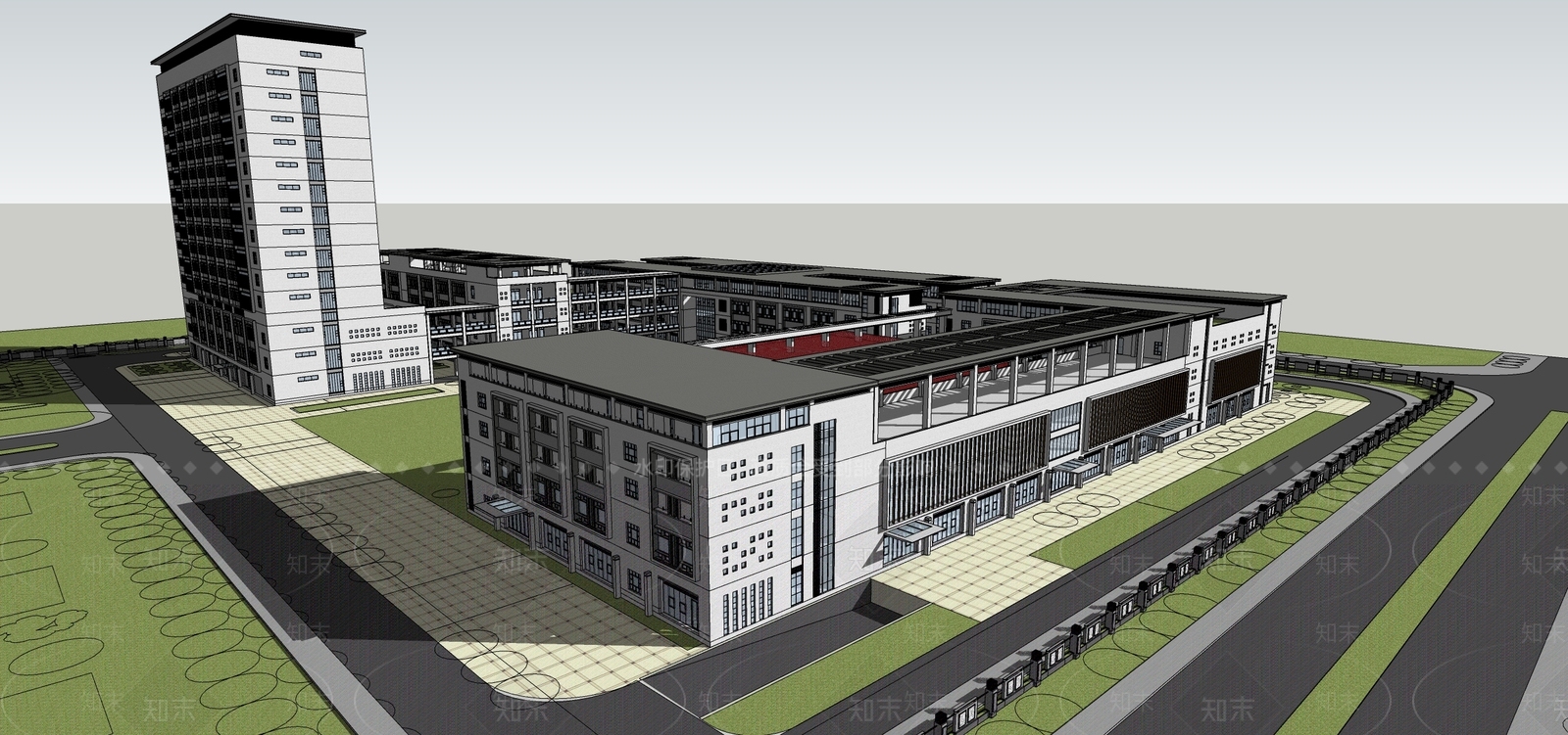 现代医疗建筑SU模型下载【ID:1114291014】