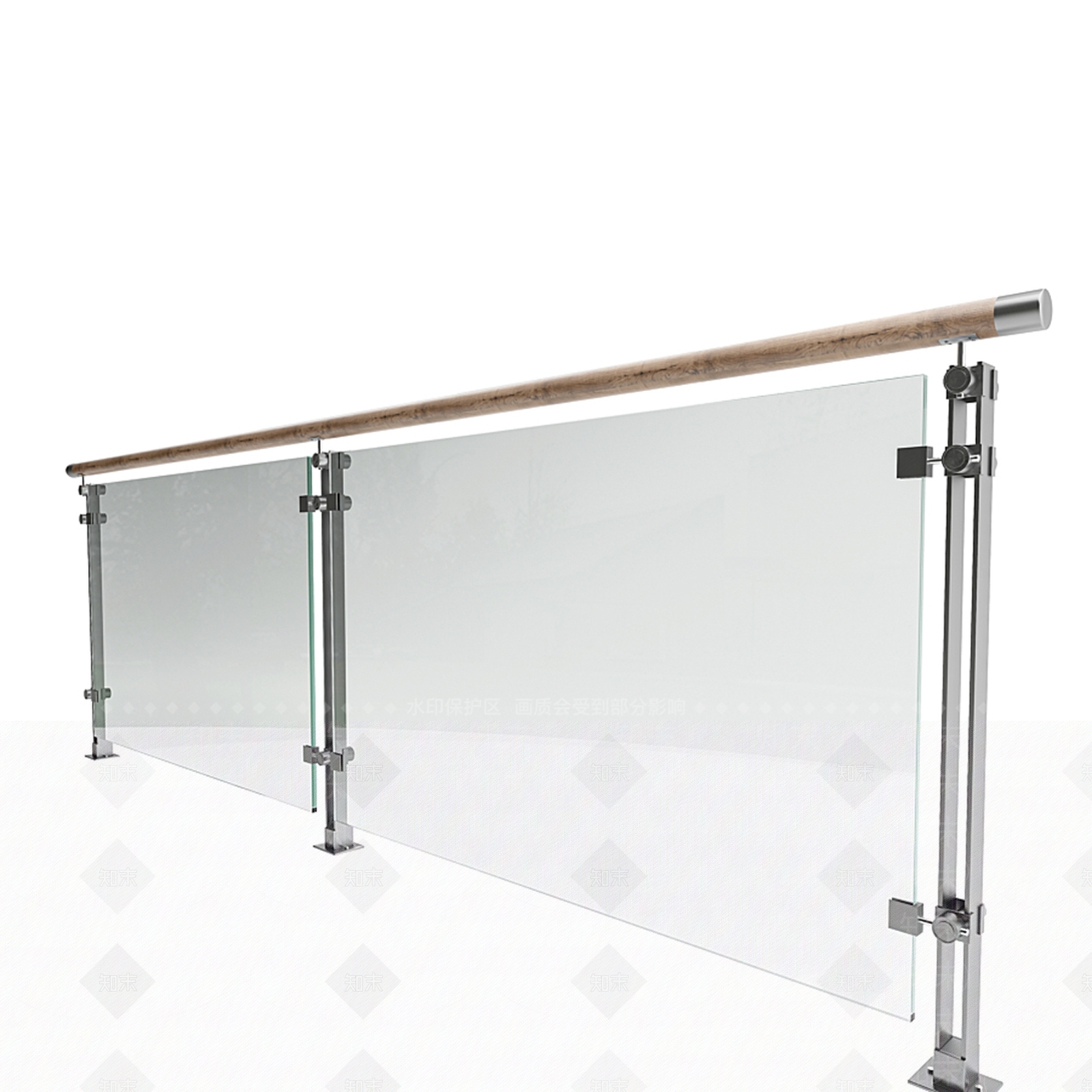 现代阳台玻璃栏杆3D模型下载【ID:1115947929】