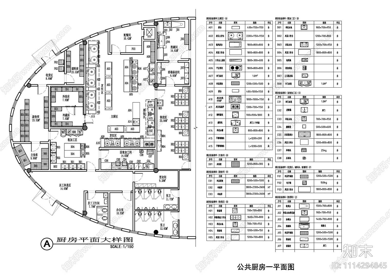 公共厨房平面施工图施工图下载【ID:1114294845】