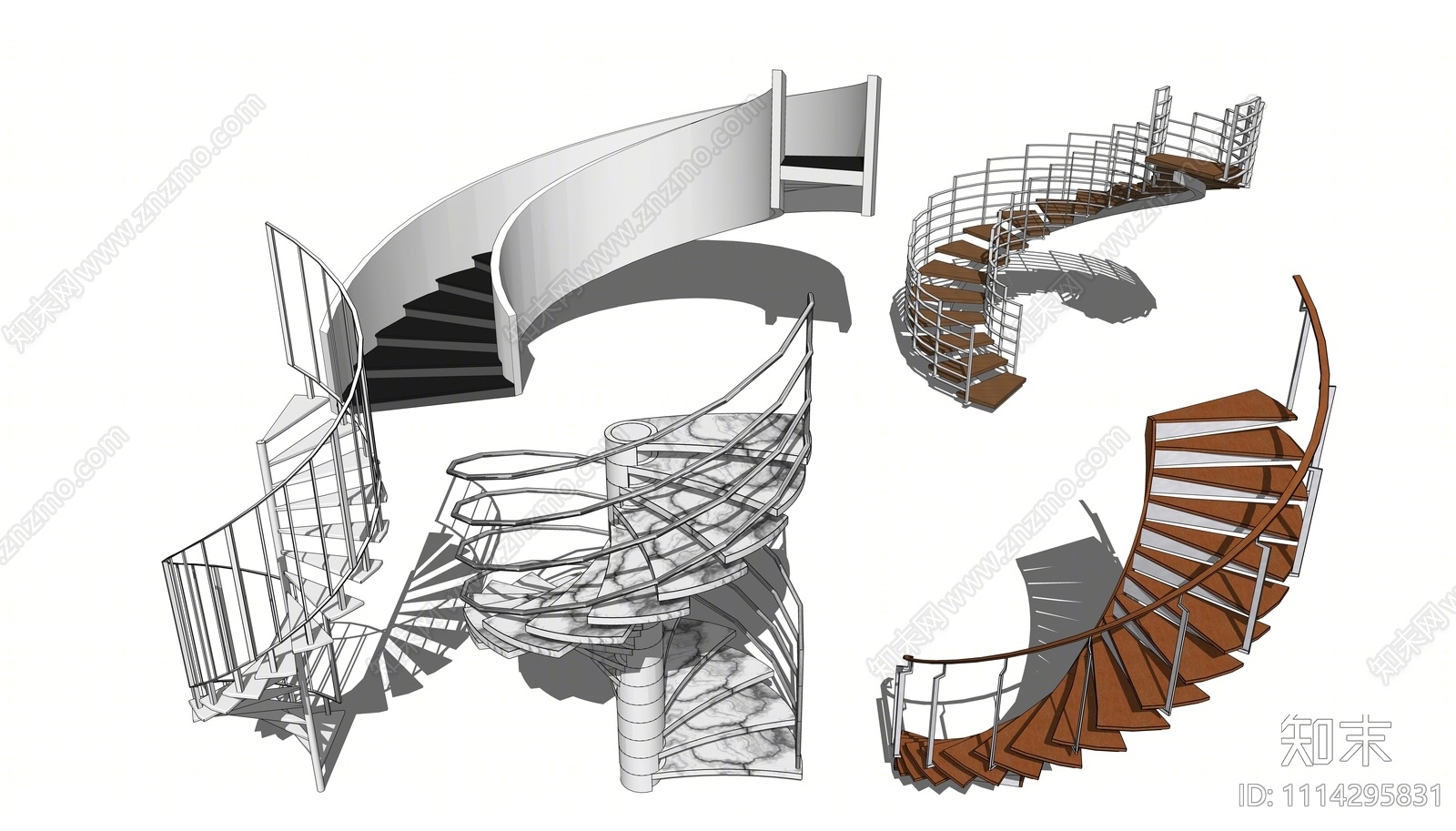 现代旋转楼梯SU模型下载【ID:1114295831】
