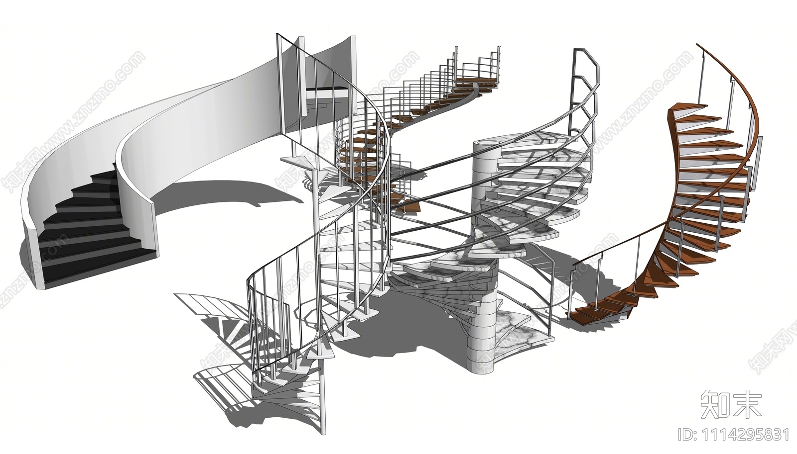 现代旋转楼梯SU模型下载【ID:1114295831】