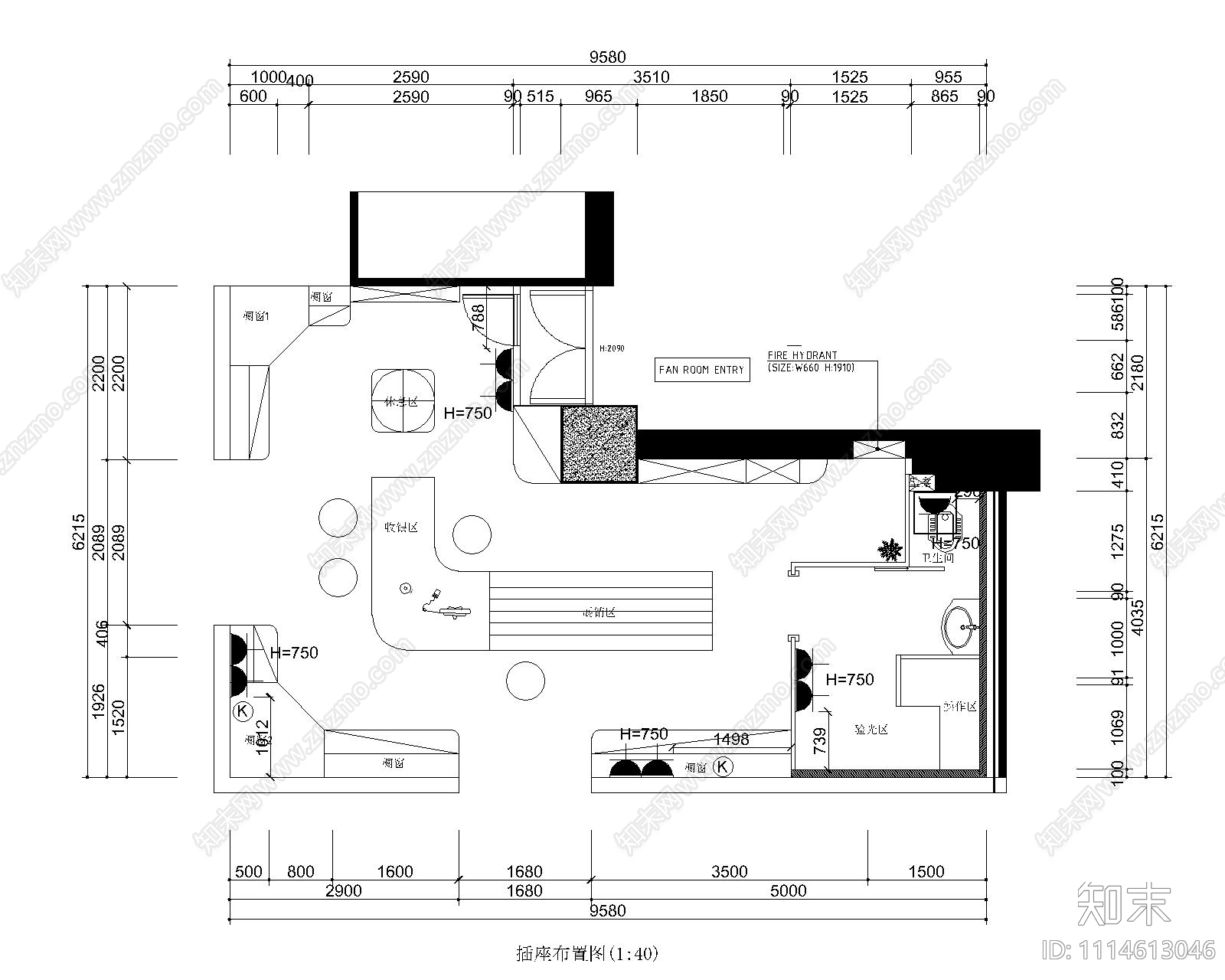 田园风眼镜店设计cad施工图下载【ID:1114613046】