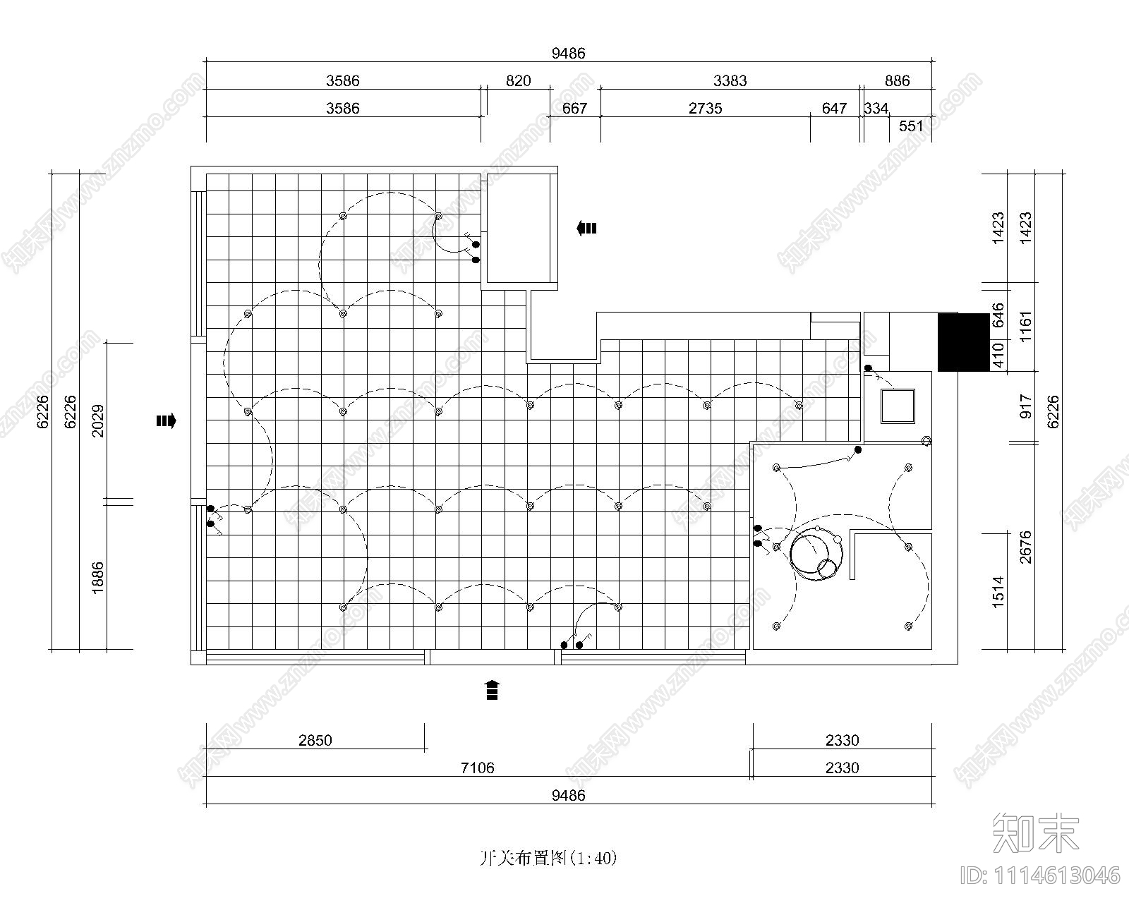 田园风眼镜店设计cad施工图下载【ID:1114613046】