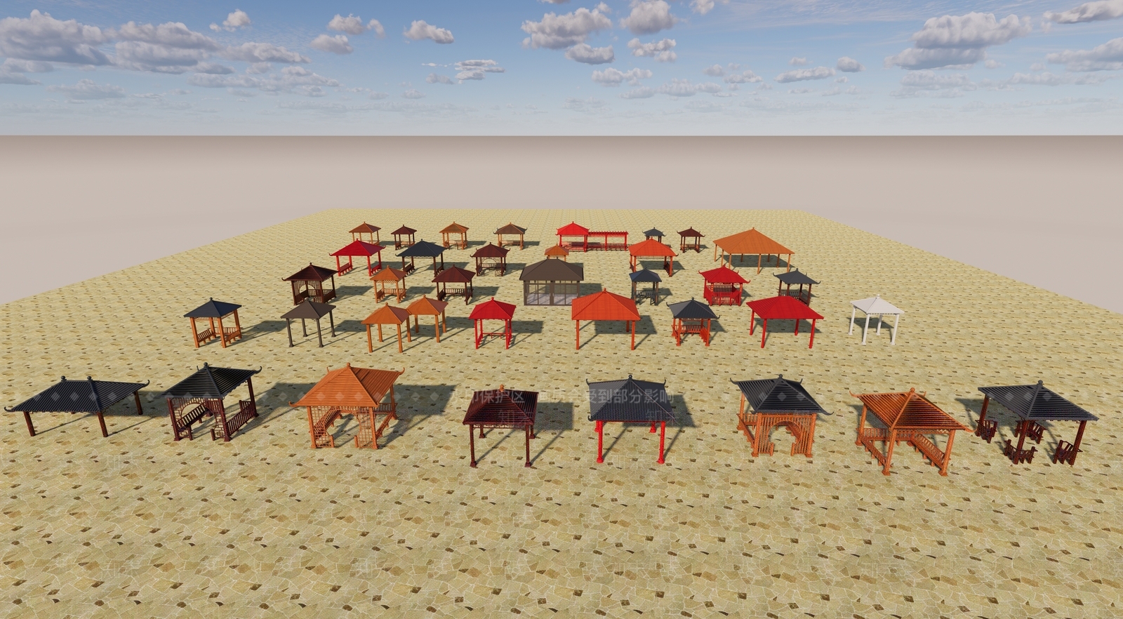 中式四角凉亭SU模型下载【ID:1114390509】