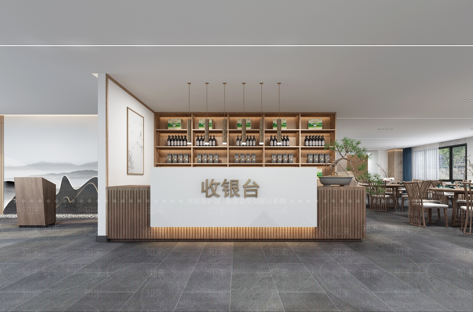 新中式餐饮收银台3D模型下载【ID:1114321629】