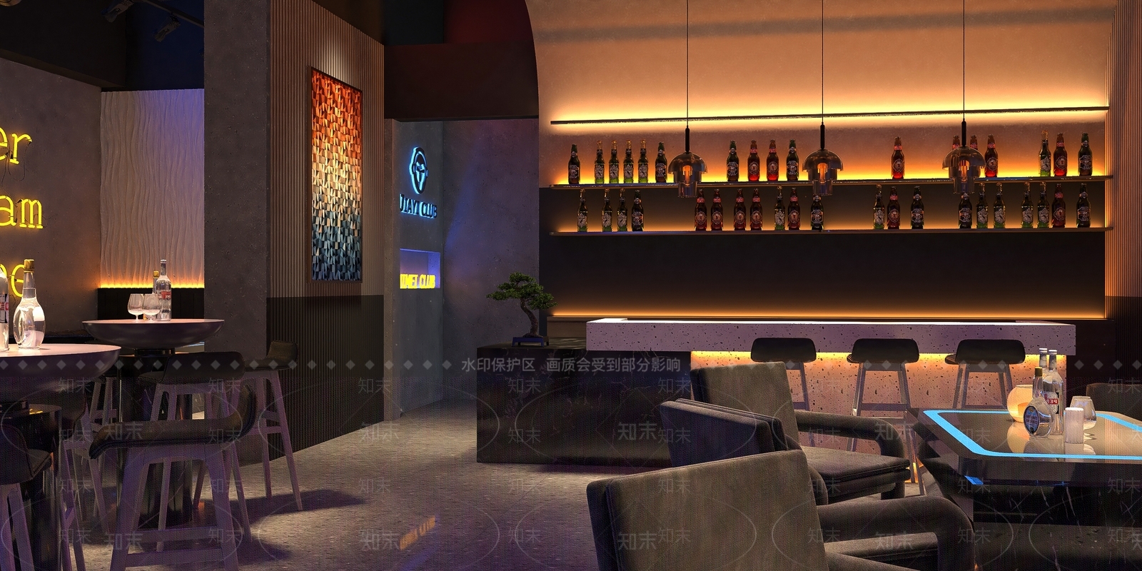 现代清吧3D模型下载【ID:1114324743】
