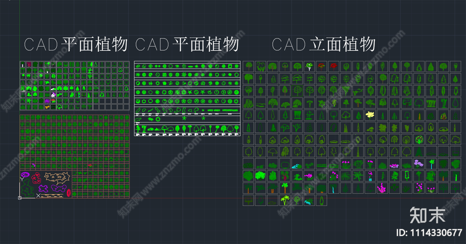 室内家具人物植物平立面图块施工图下载【ID:1114330677】