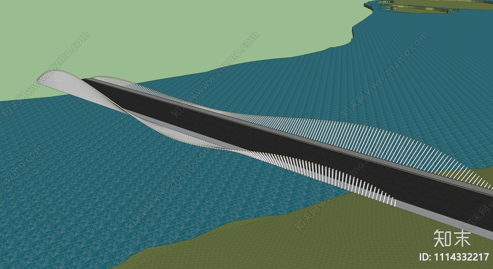 现代景观桥SU模型下载【ID:1114332217】