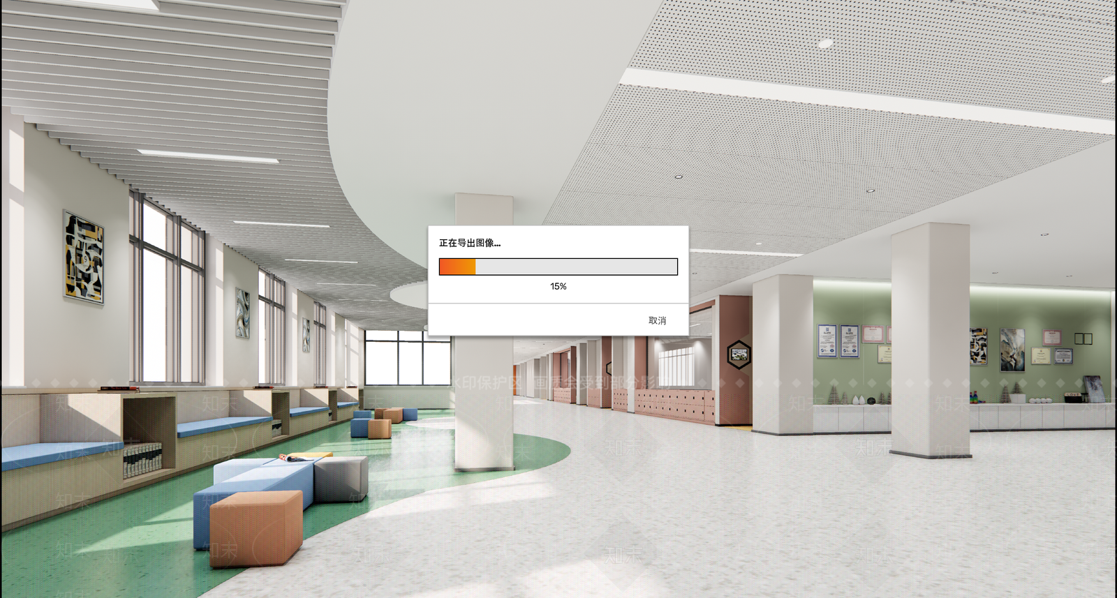 现代学校走廊SU模型下载【ID:1114333056】