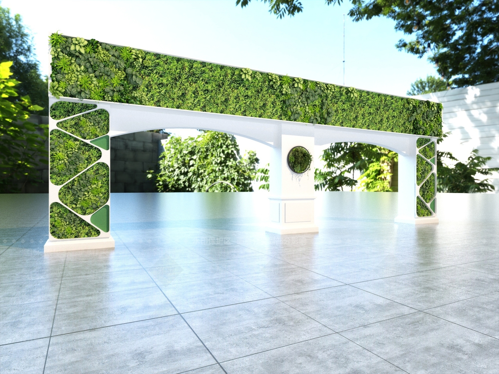 现代绿植墙3D模型下载【ID:1114340972】