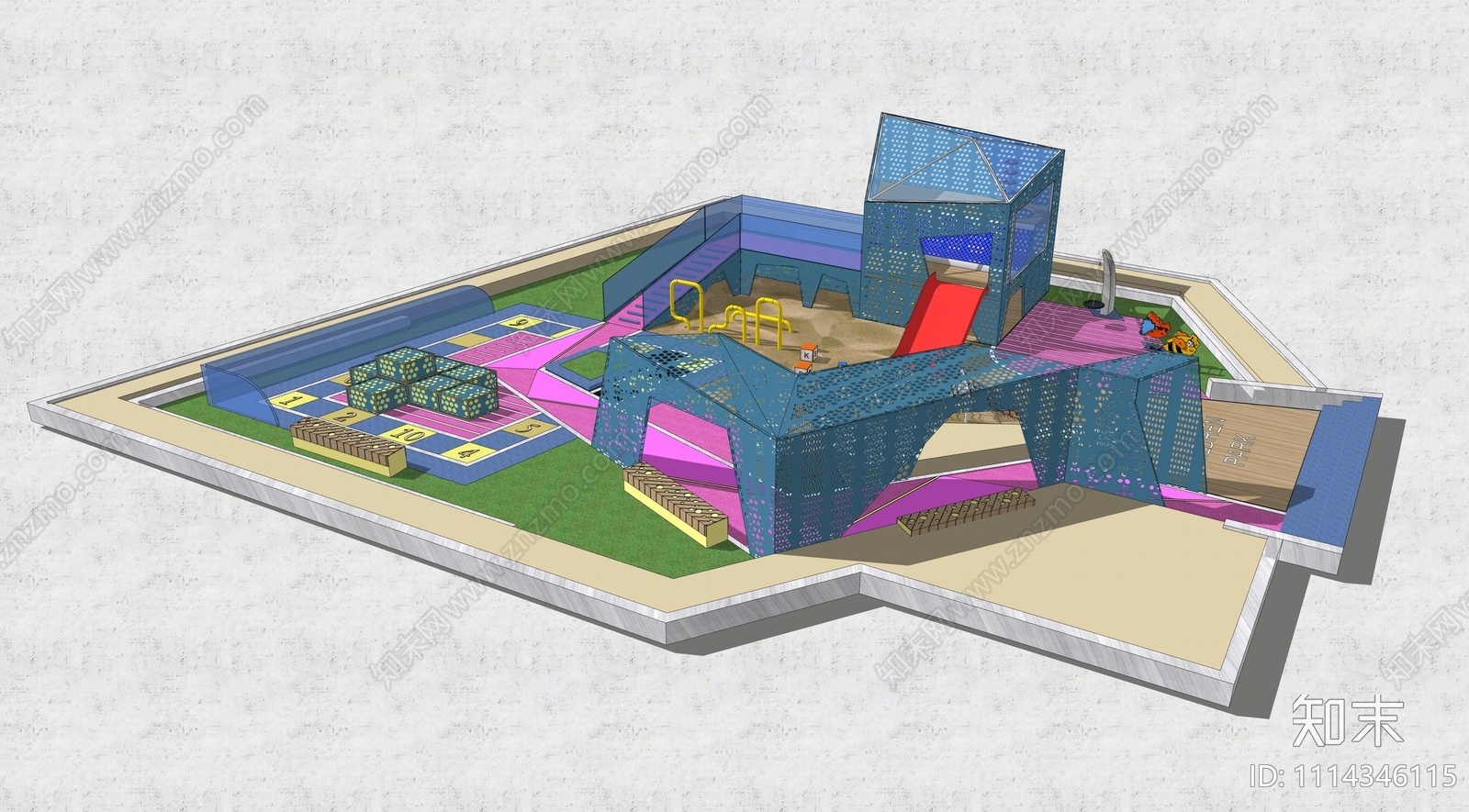 现代儿童游乐区SU模型下载【ID:1114346115】