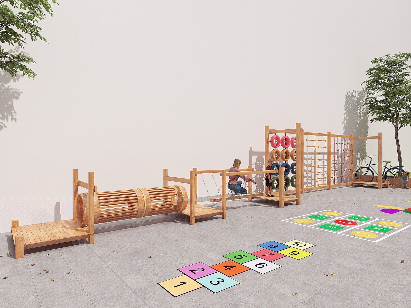 幼儿园攀爬墙3D模型下载【ID:1114347559】