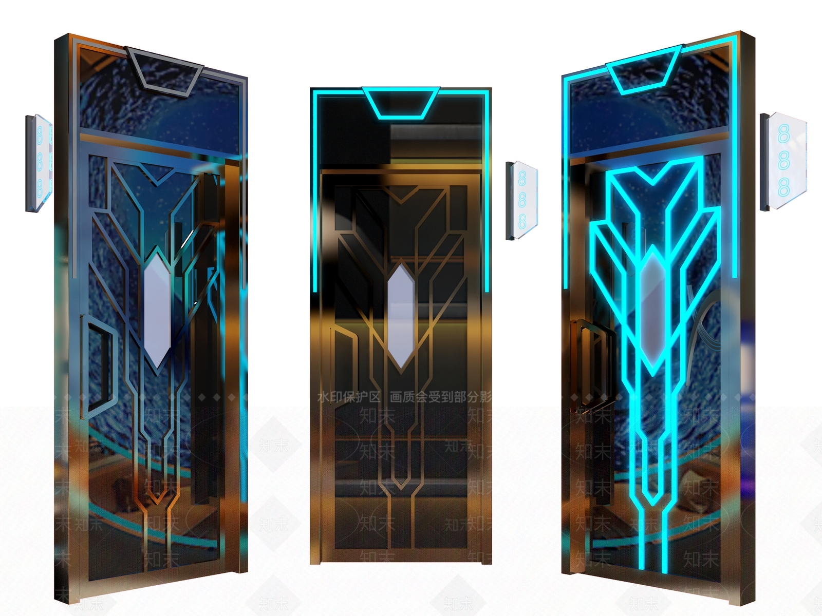 现代KTV包间门3D模型下载【ID:1114349540】