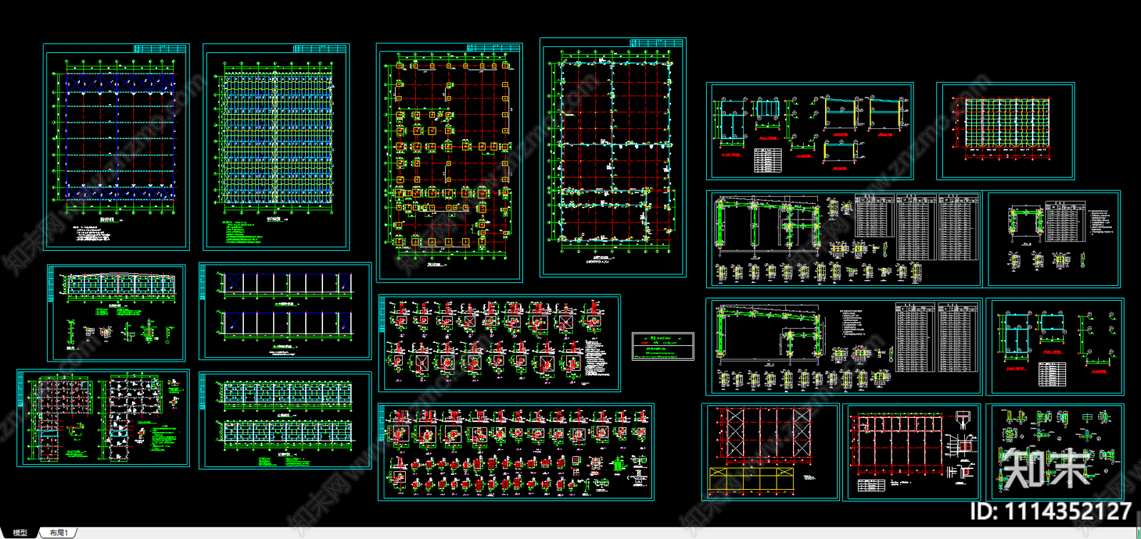 本田展厅建筑结构图CAD施工图下载【ID:1114352127】