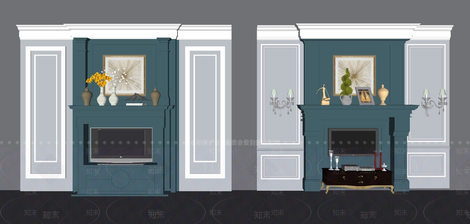欧式壁炉SU模型下载【ID:1114352216】