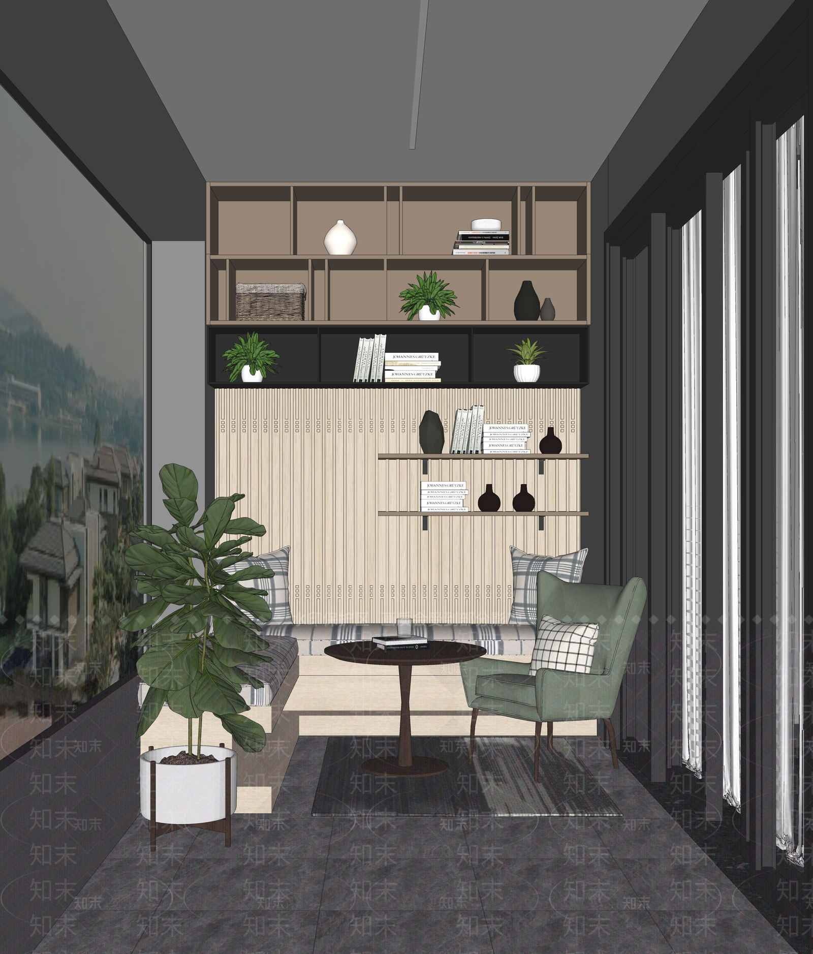 现代家居阳台SU模型下载【ID:1114352359】