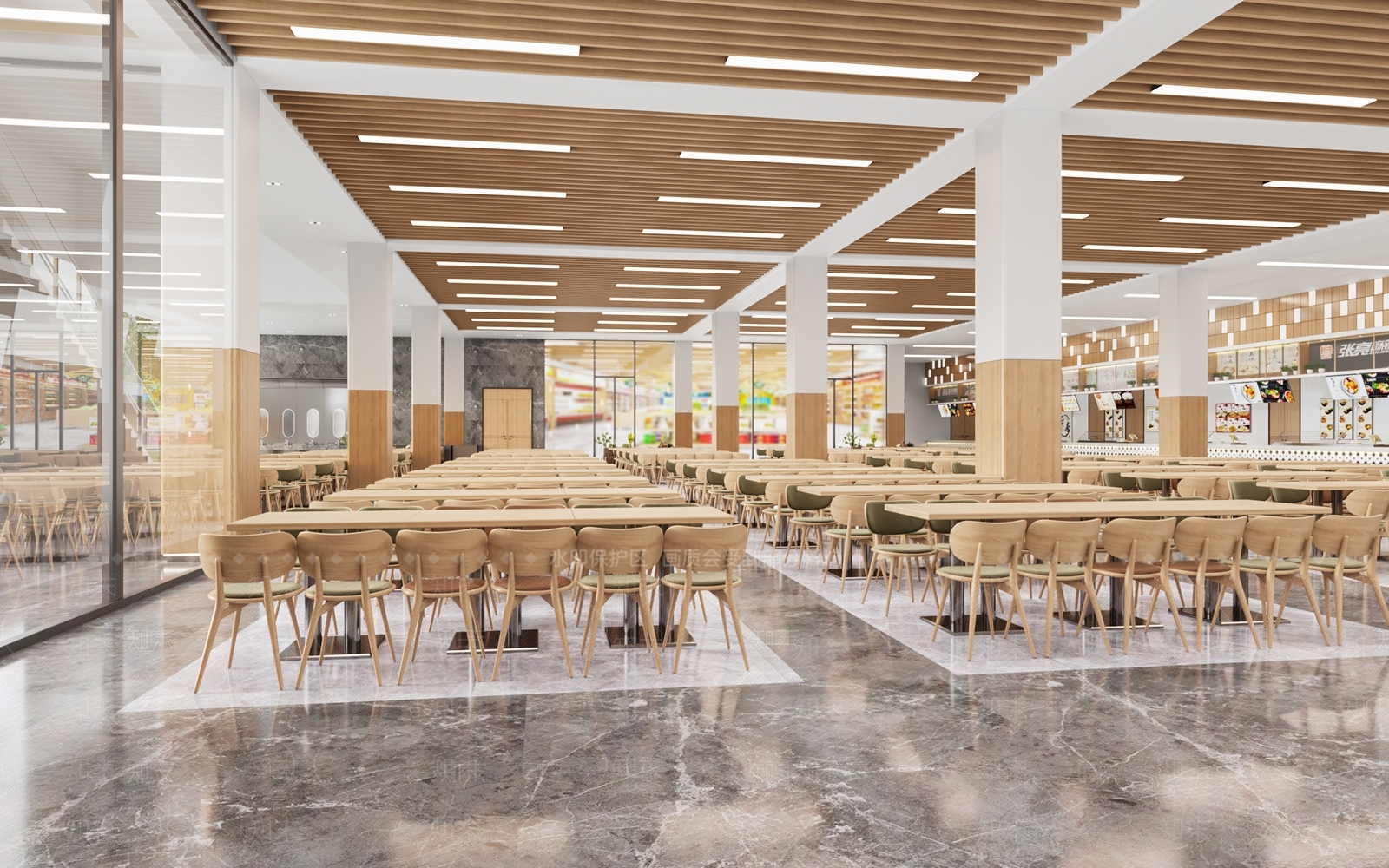 现代学校食堂3D模型下载【ID:1114355045】