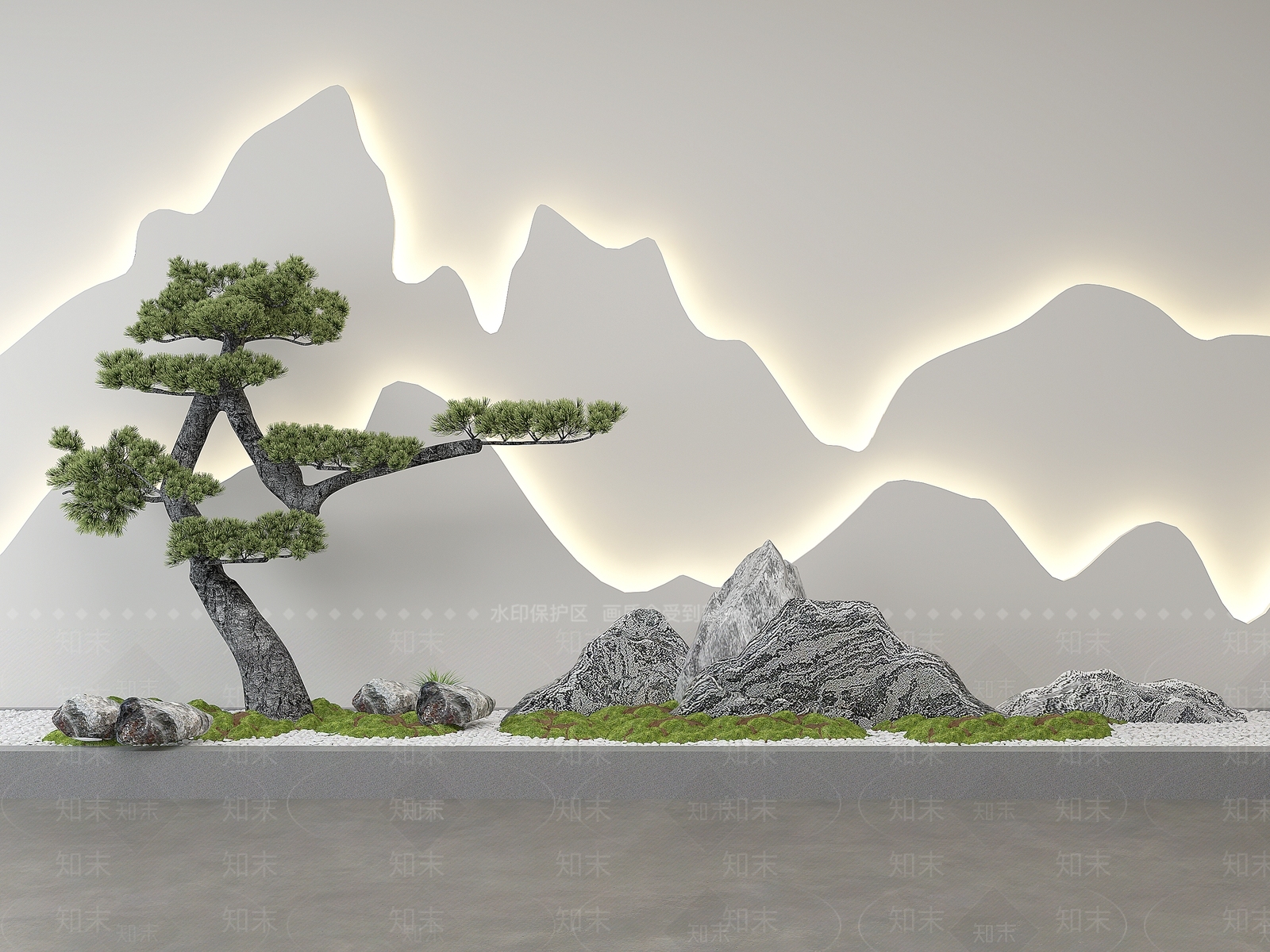 新中式假山景观小品3D模型下载【ID:1114357568】