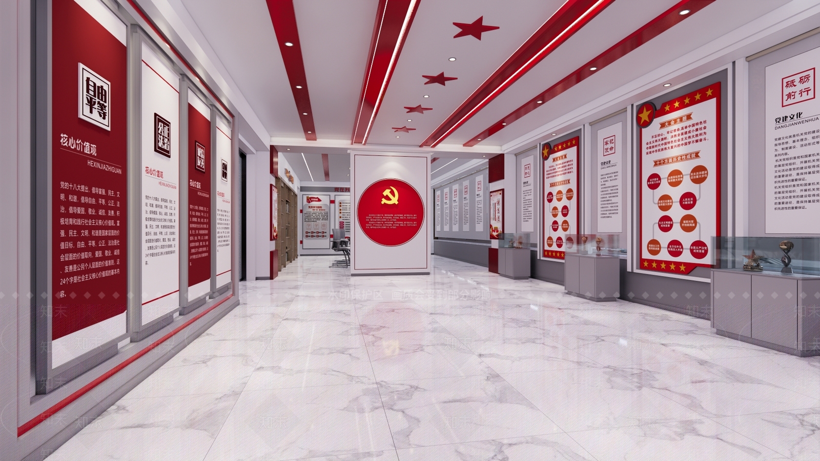 现代党建展厅SU模型下载【ID:1114367411】