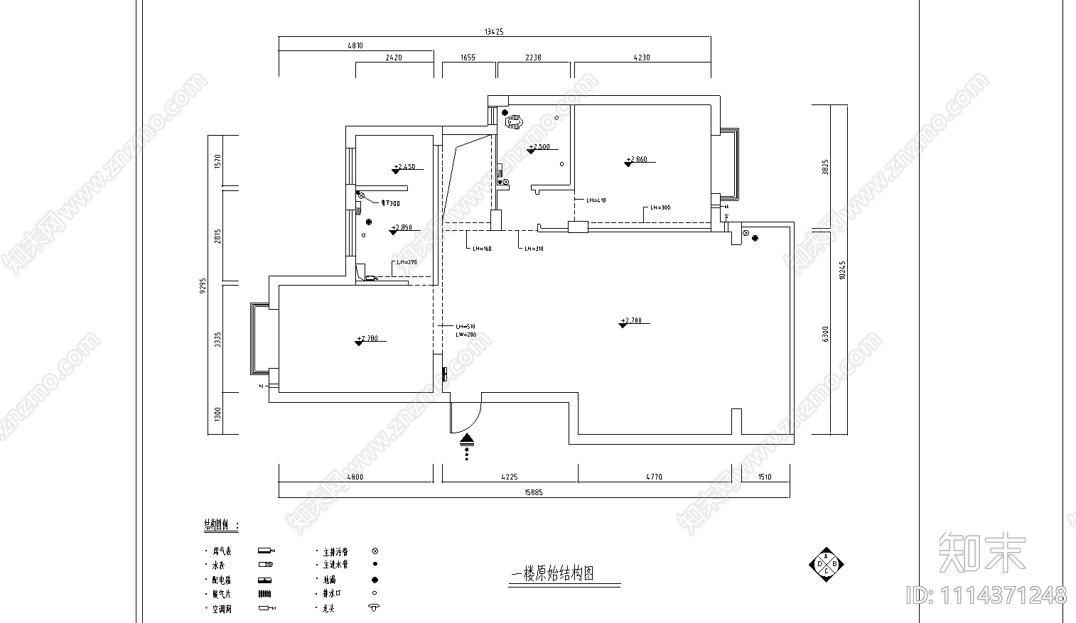 梦园别墅施工图cad施工图下载【ID:1114371248】