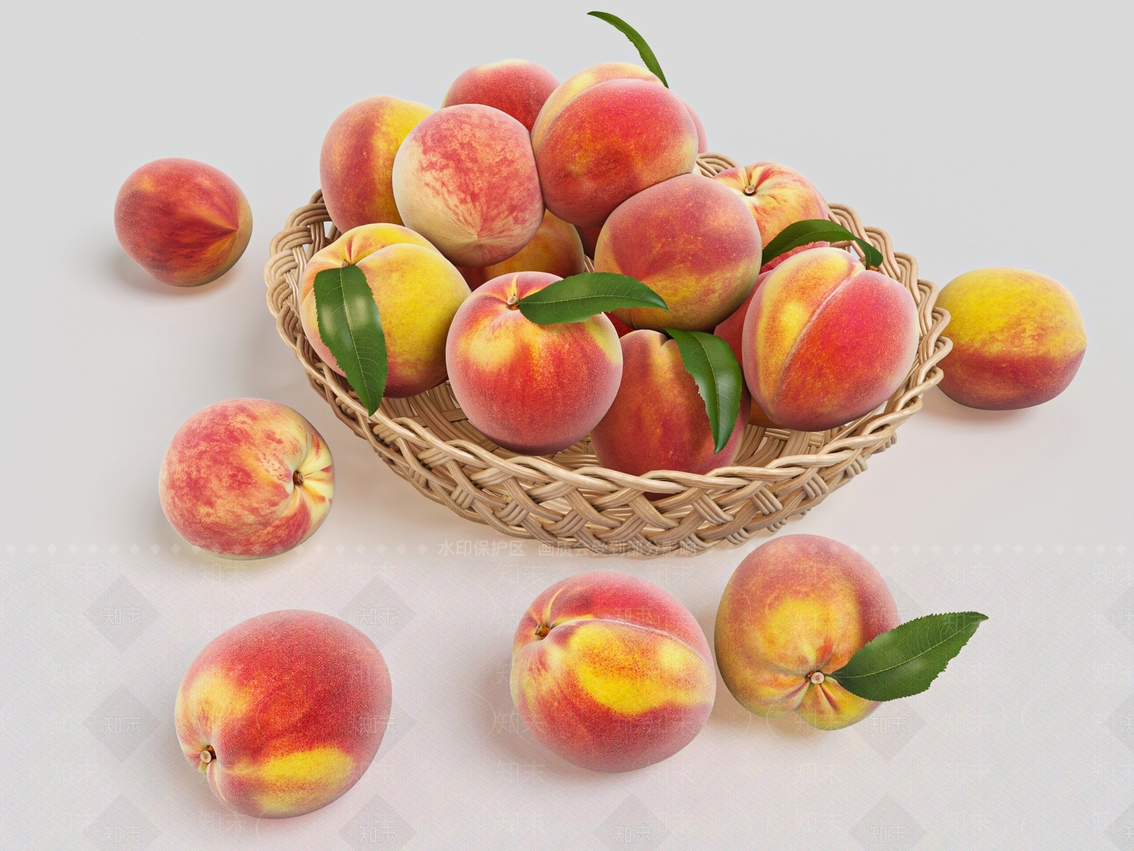 桃子果盘3D模型下载【ID:1114374037】