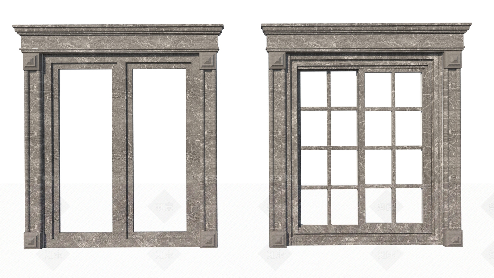 欧式落地窗组合SU模型下载【ID:1114374443】